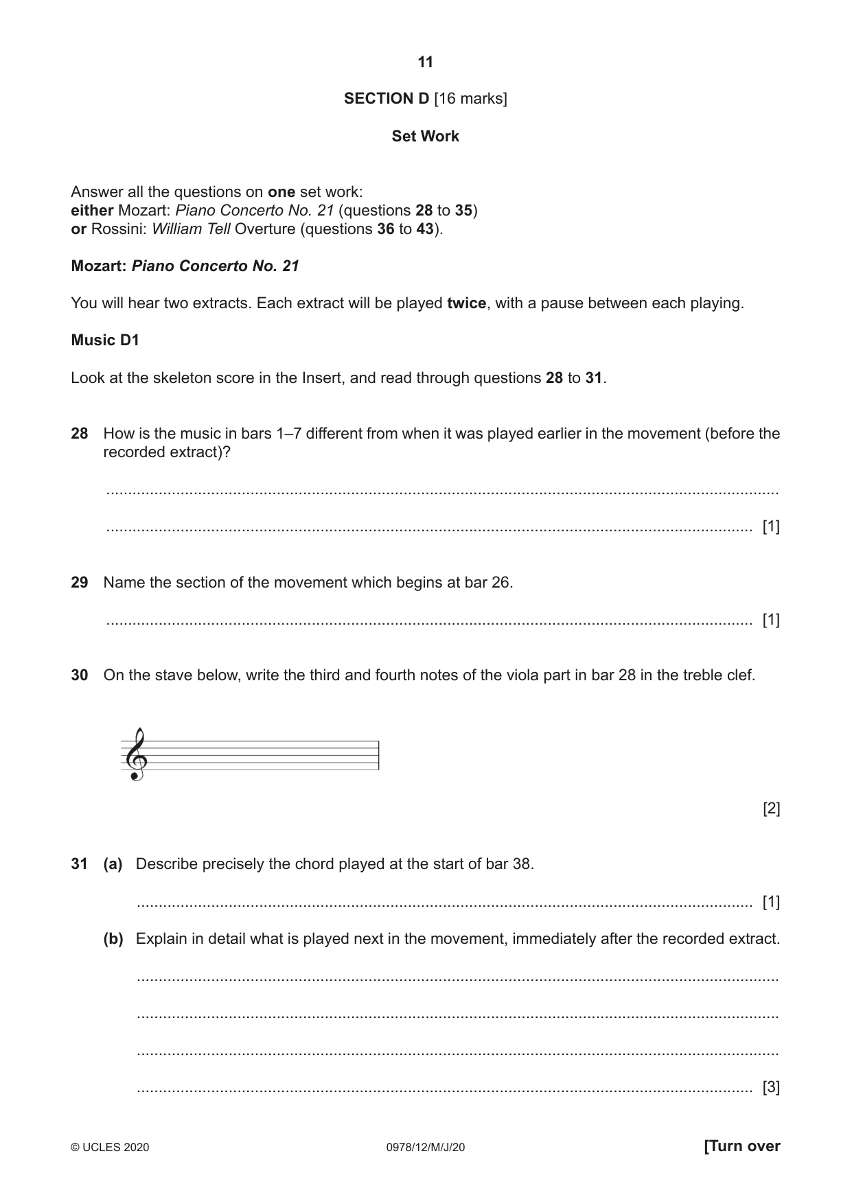 Cambridge IGCSE Music (9-1) 0978 2020 May/June Paper 1 · Variant 2 question paper, page 11 of 16