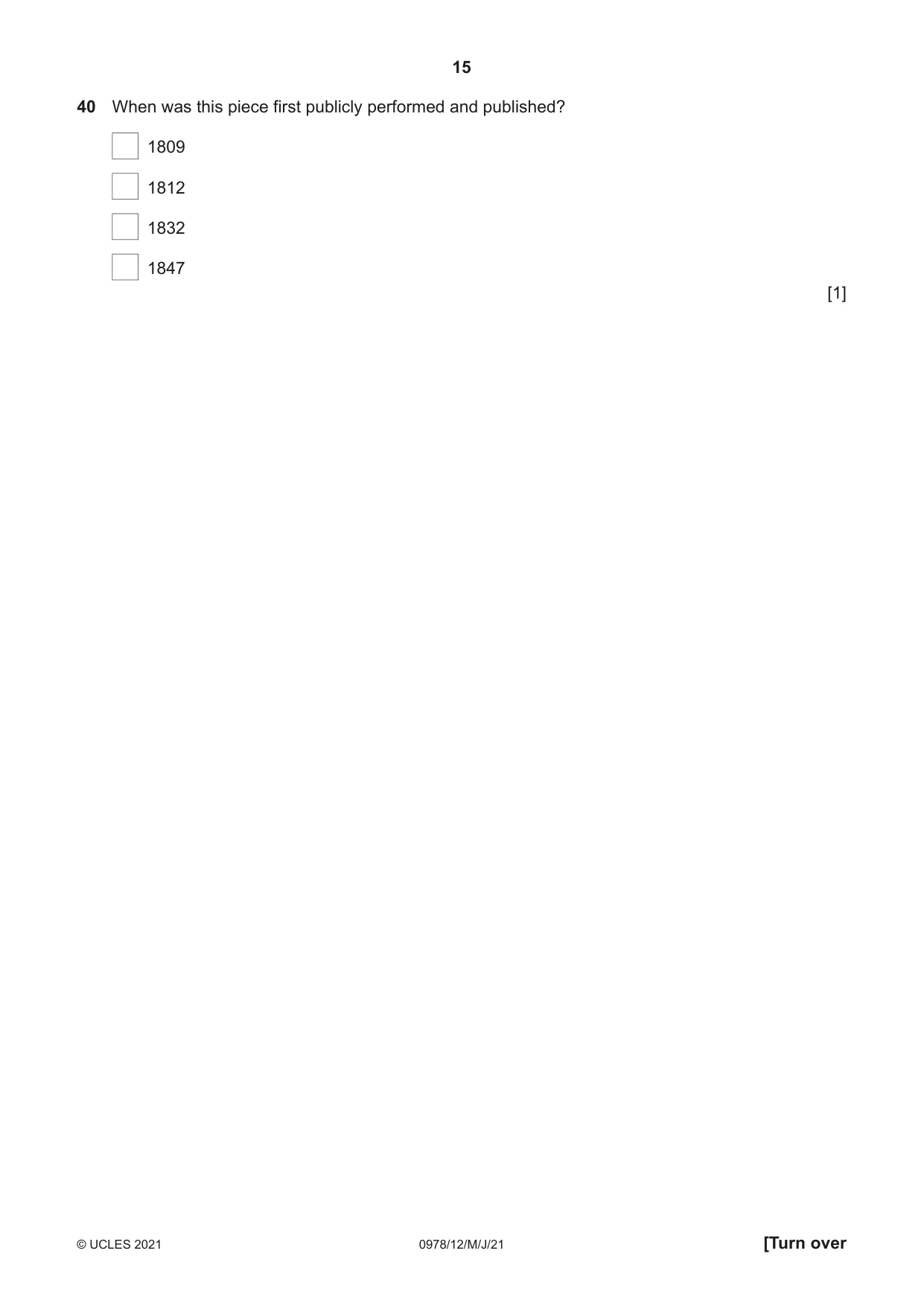Cambridge IGCSE Music (9-1) 0978 2021 May/June Paper 1 · Variant 2 question paper, page 15 of 16