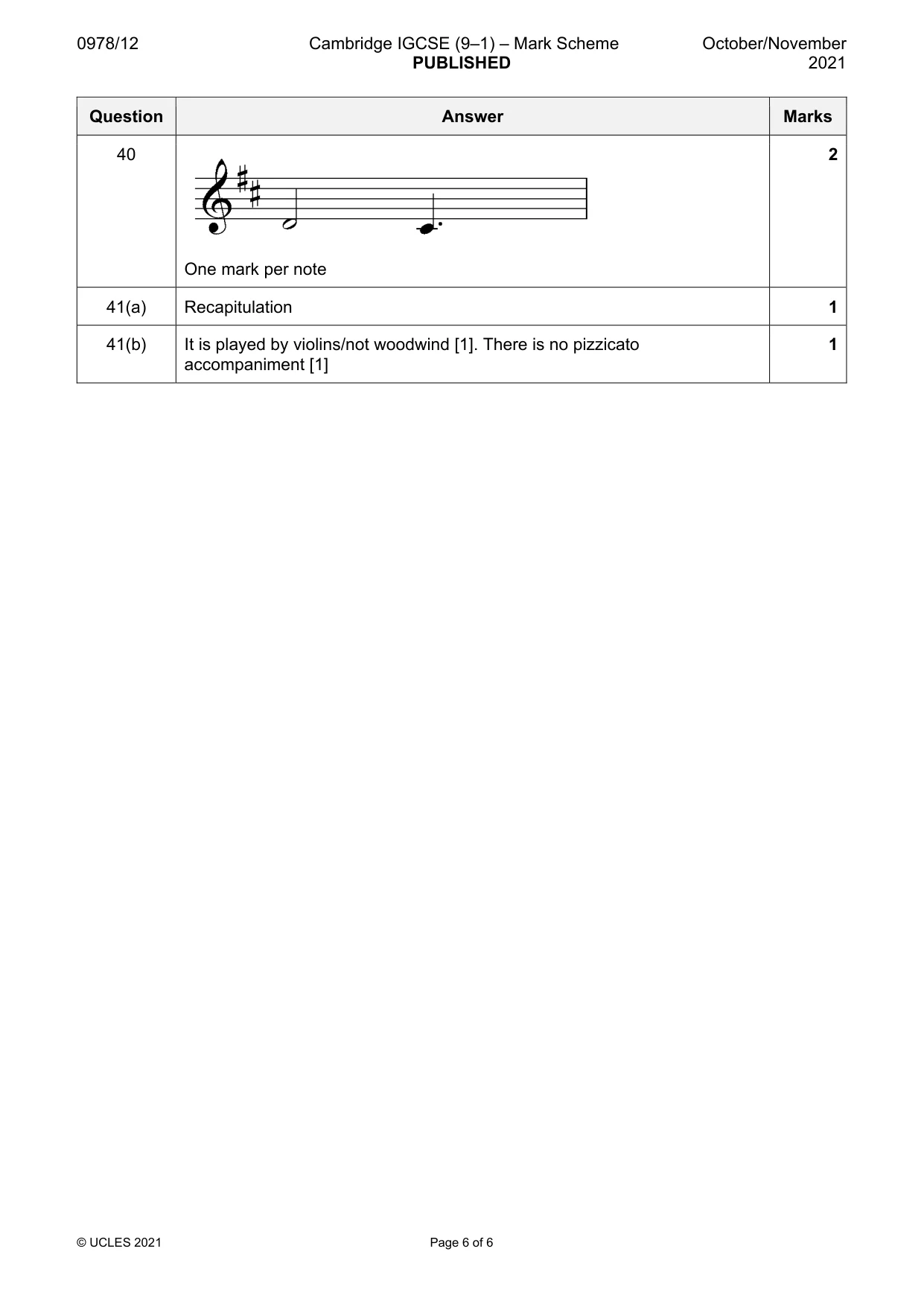 Mark scheme, page 6 of 6