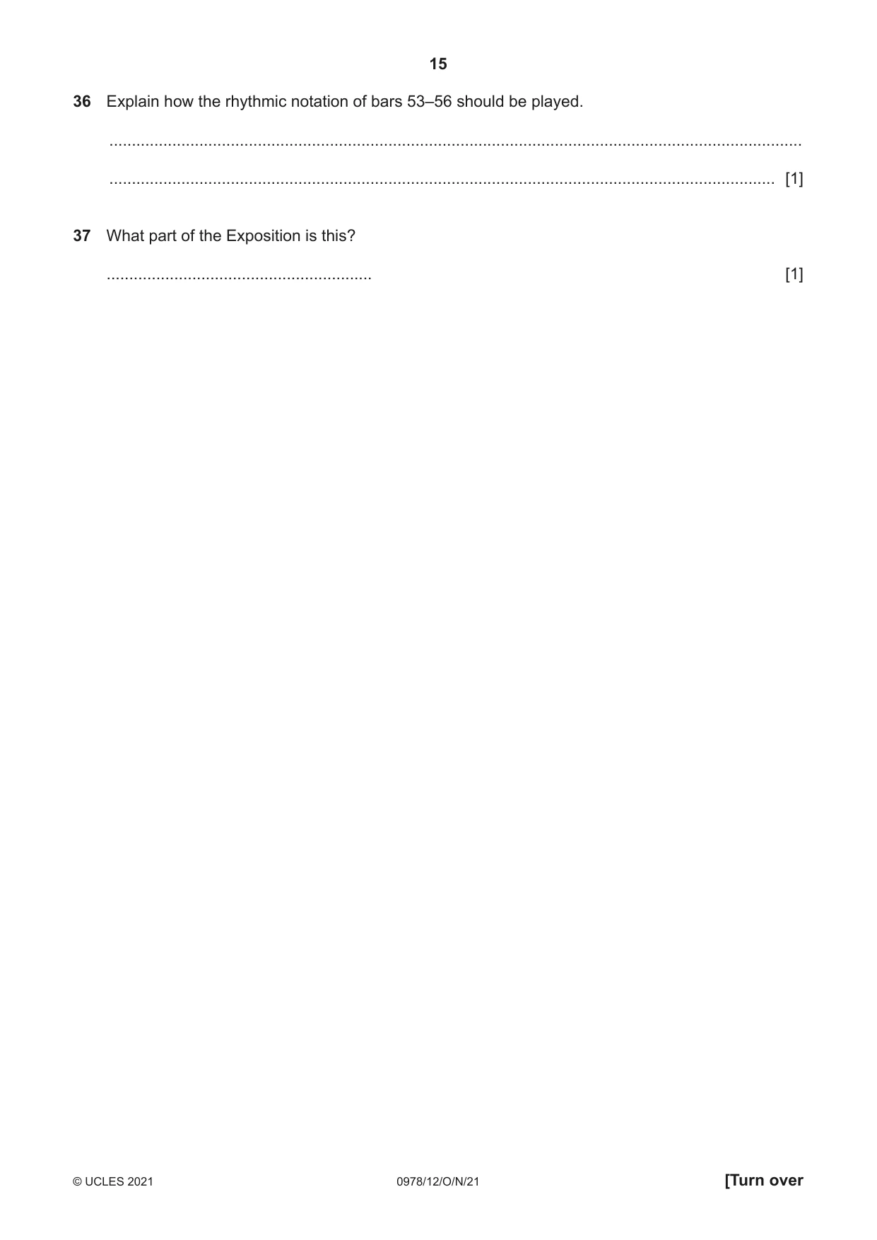 Cambridge IGCSE Music (9-1) 0978 2021 Oct/Nov Paper 1 · Variant 2 question paper, page 15 of 16