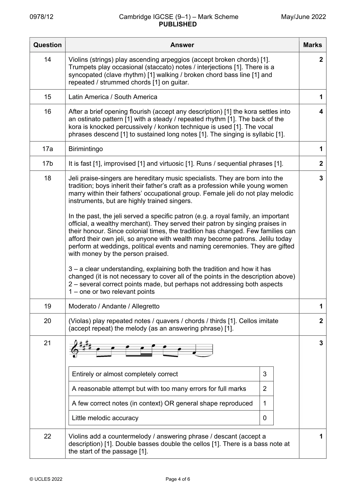 Mark scheme, page 4 of 6