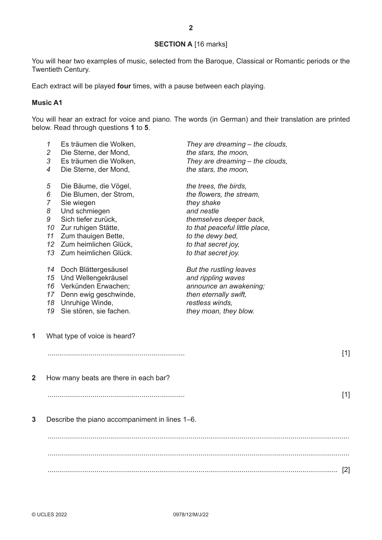 Cambridge IGCSE Music (9-1) 0978 2022 May/June Paper 1 · Variant 2 question paper, page 2 of 16