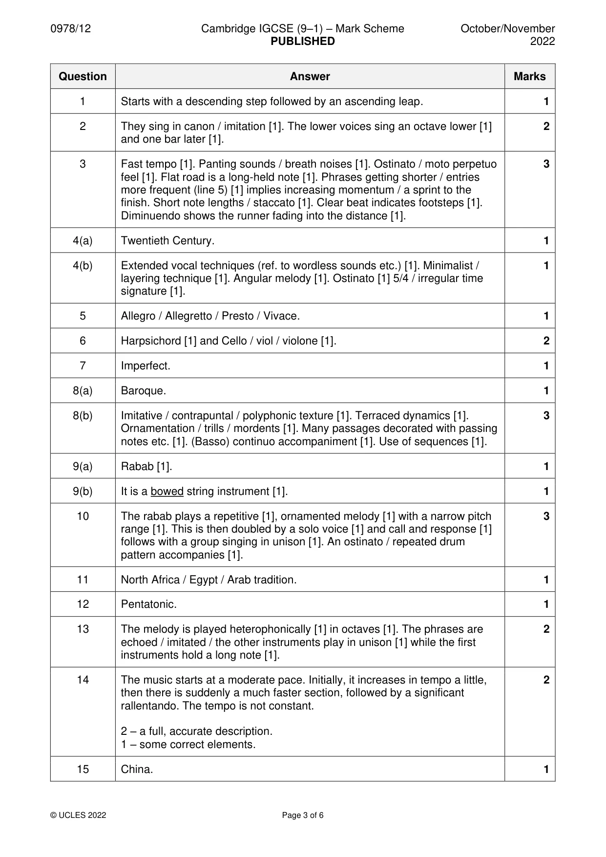 Mark scheme, page 3 of 6