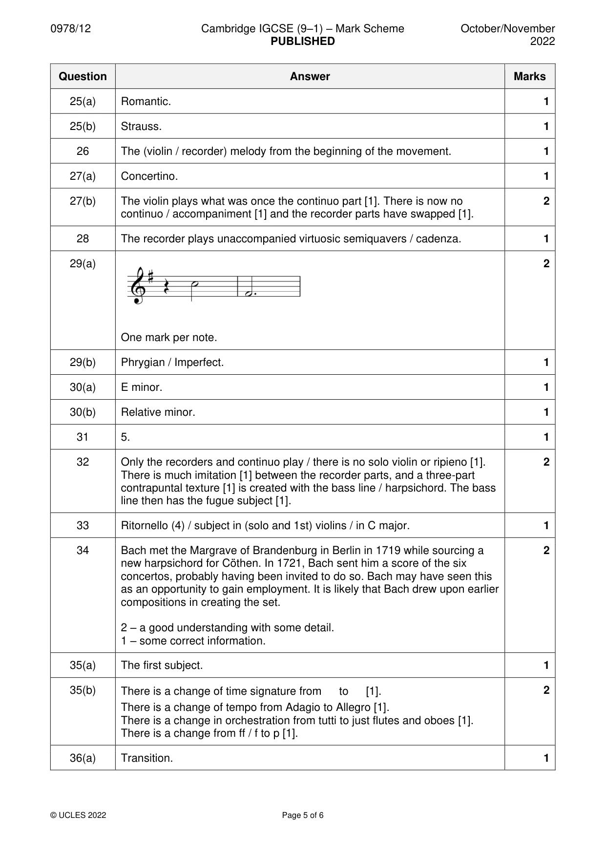 Mark scheme, page 5 of 6