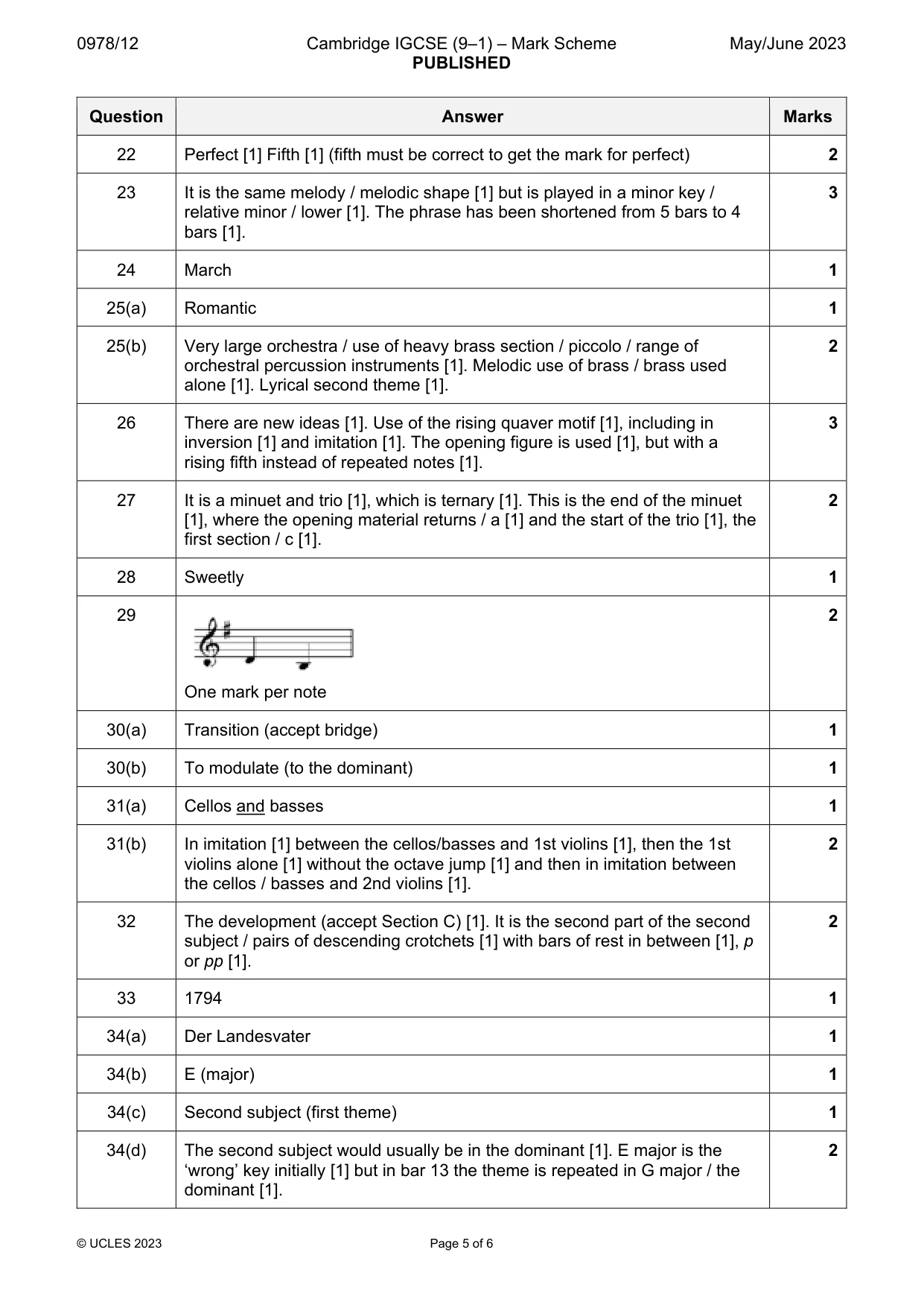 Mark scheme, page 5 of 6