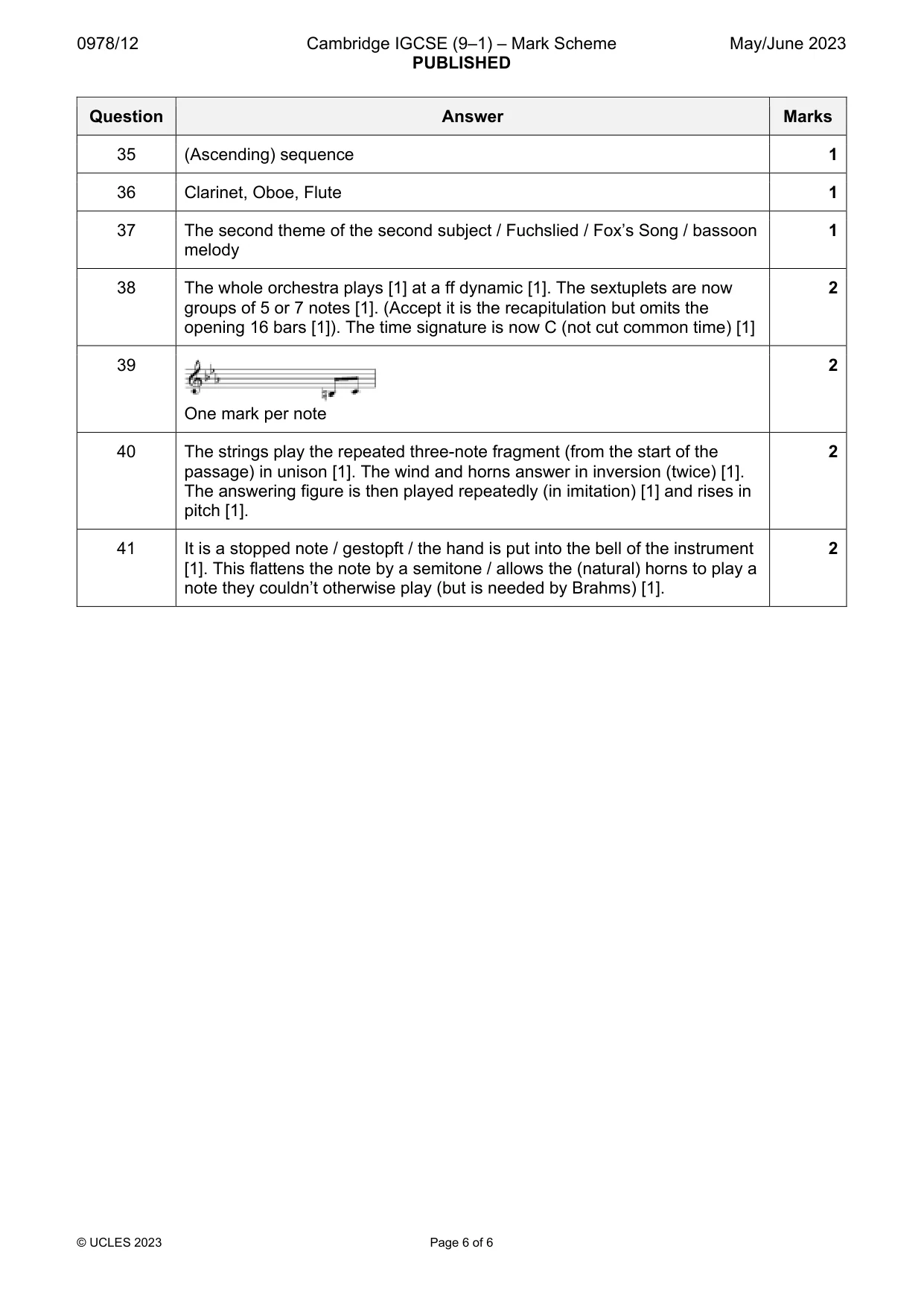 Mark scheme, page 6 of 6