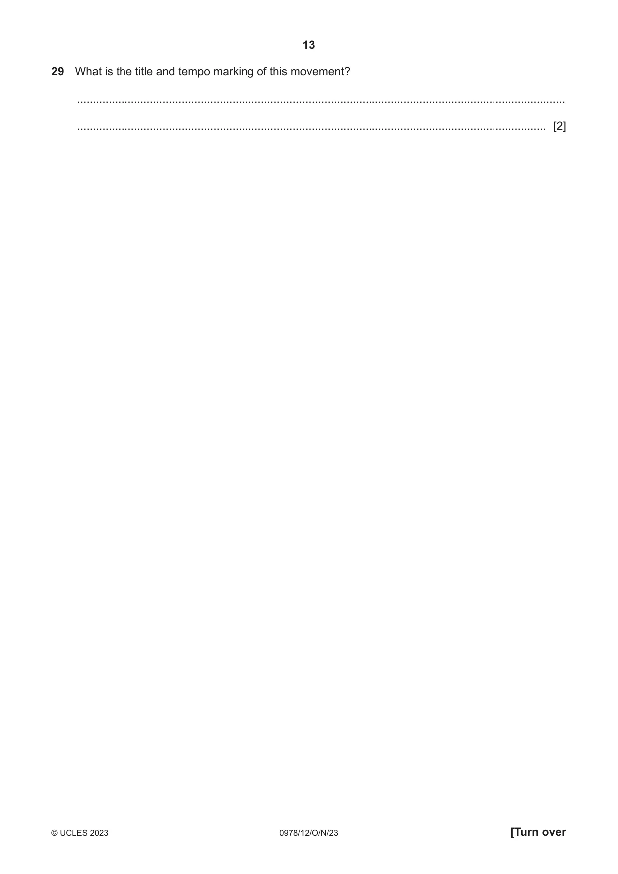 Cambridge IGCSE Music (9-1) 0978 2023 Oct/Nov Paper 1 · Variant 2 question paper, page 13 of 16