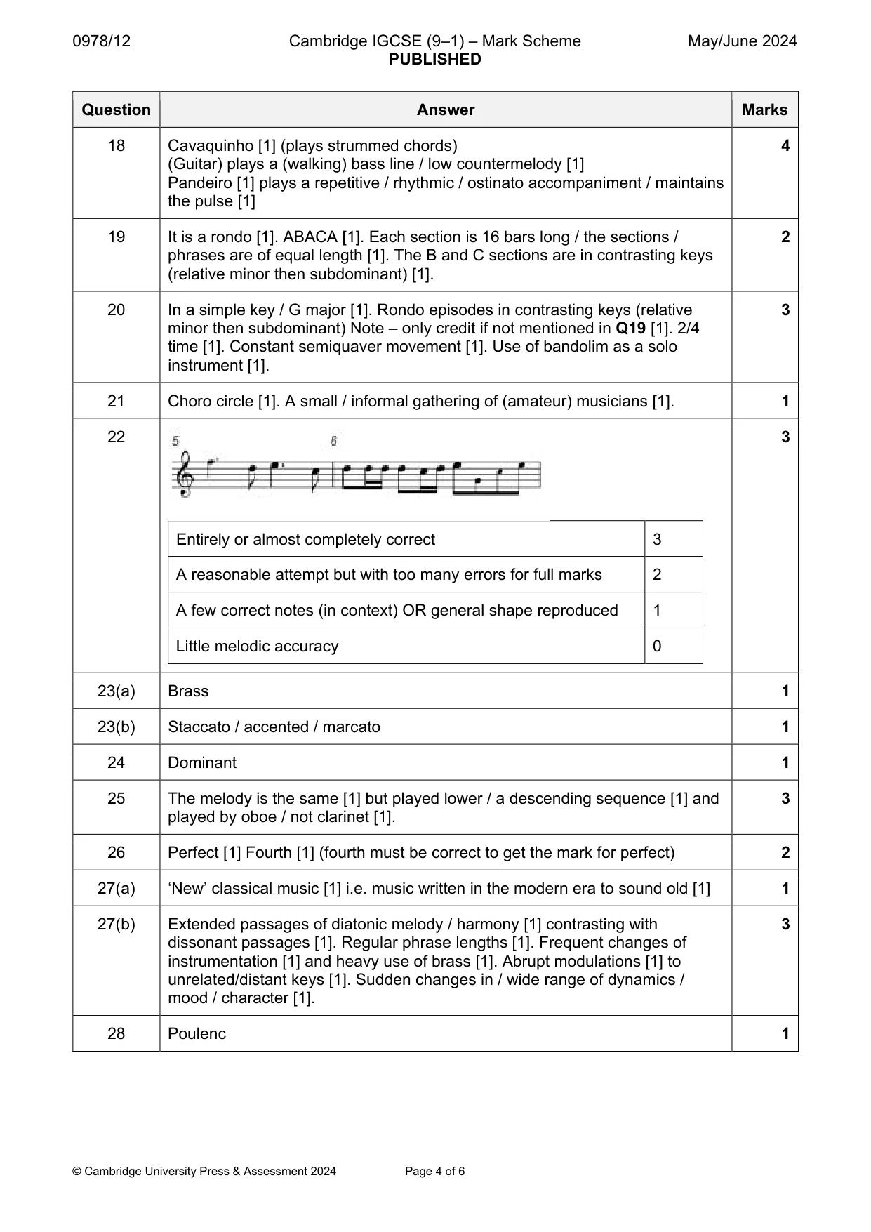 Mark scheme, page 4 of 6