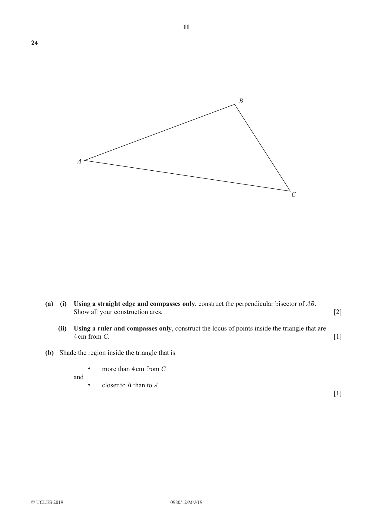 Cambridge IGCSE Mathematics (9-1) 0980 2019 May/June Paper 1 · Variant 2 question paper, page 11 of 12