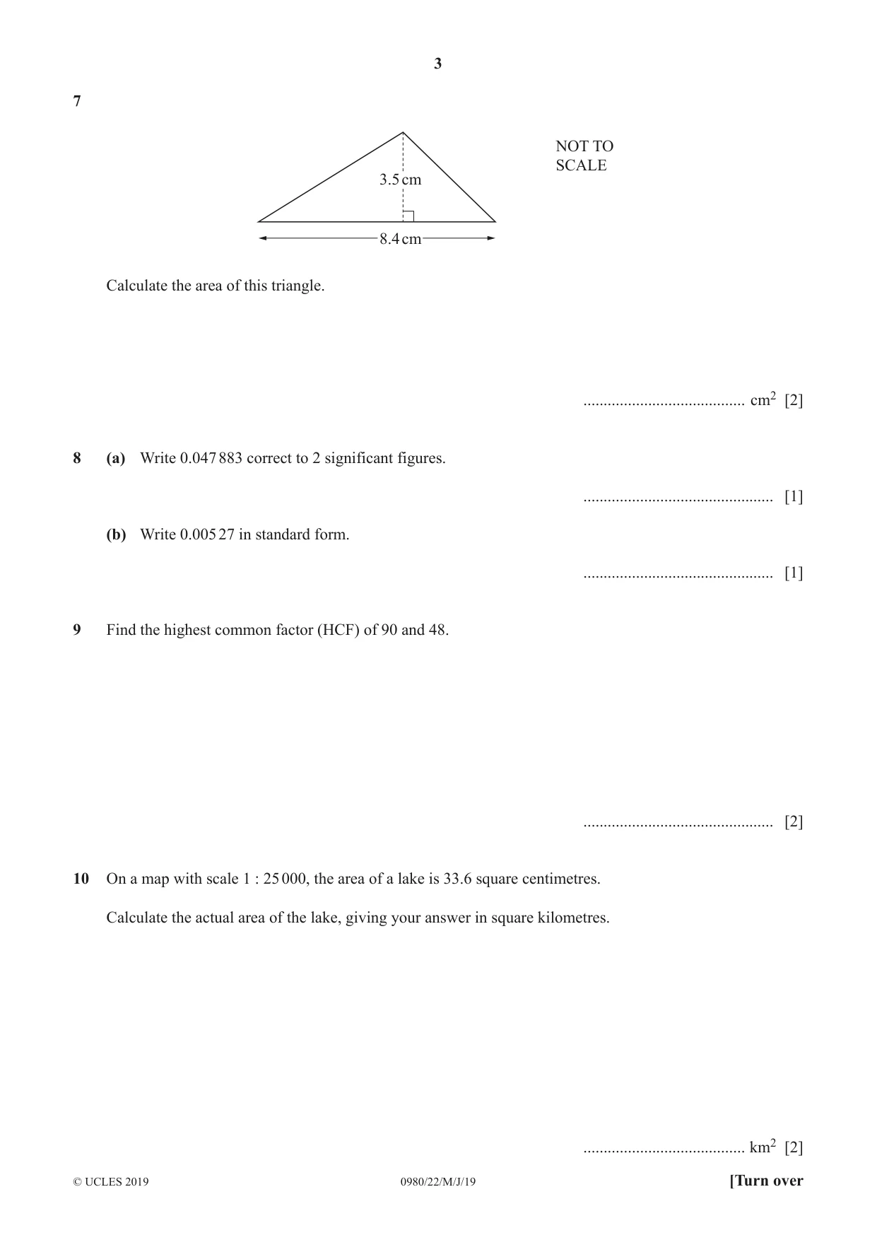 Cambridge IGCSE Mathematics (9-1) 0980 2019 May/June Paper 2 · Variant 2 question paper, page 3 of 12