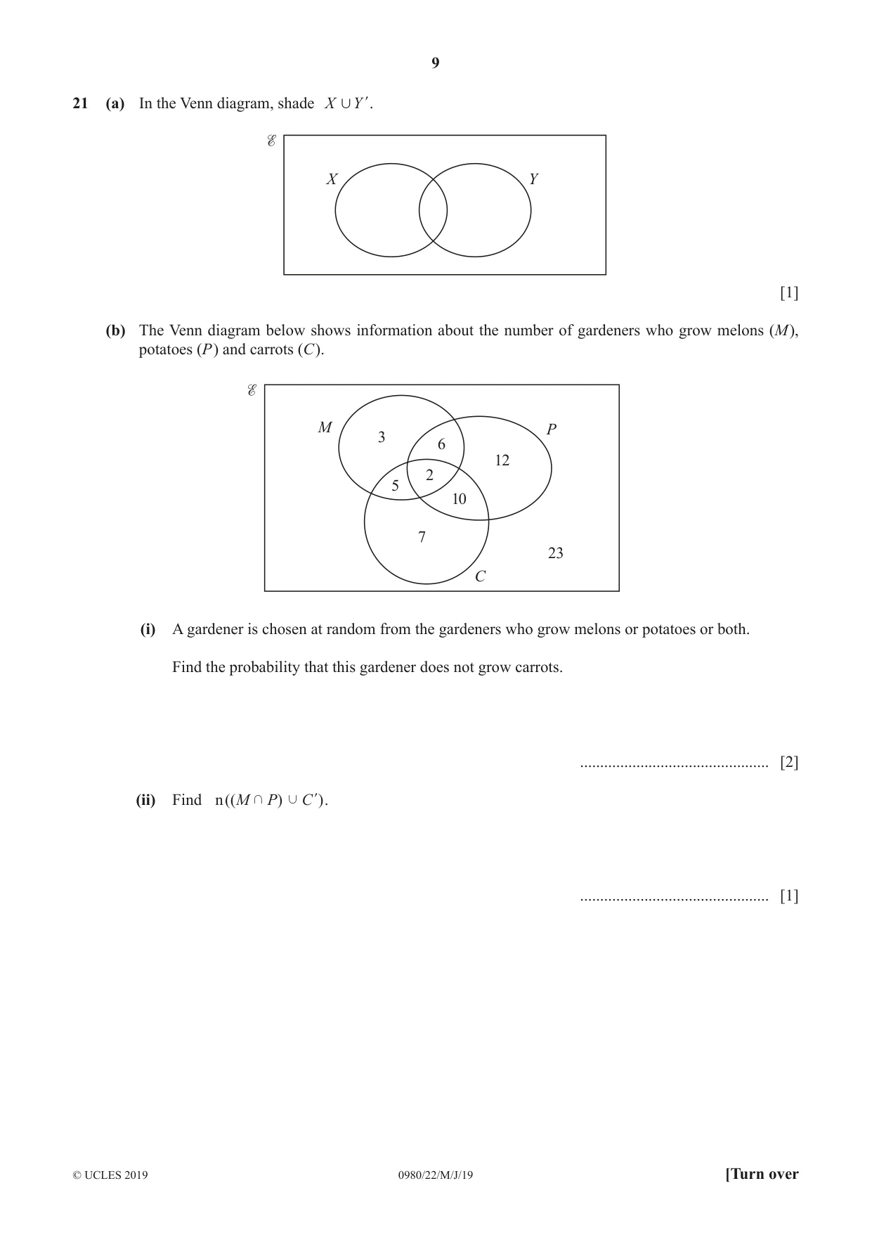 Cambridge IGCSE Mathematics (9-1) 0980 2019 May/June Paper 2 · Variant 2 question paper, page 9 of 12
