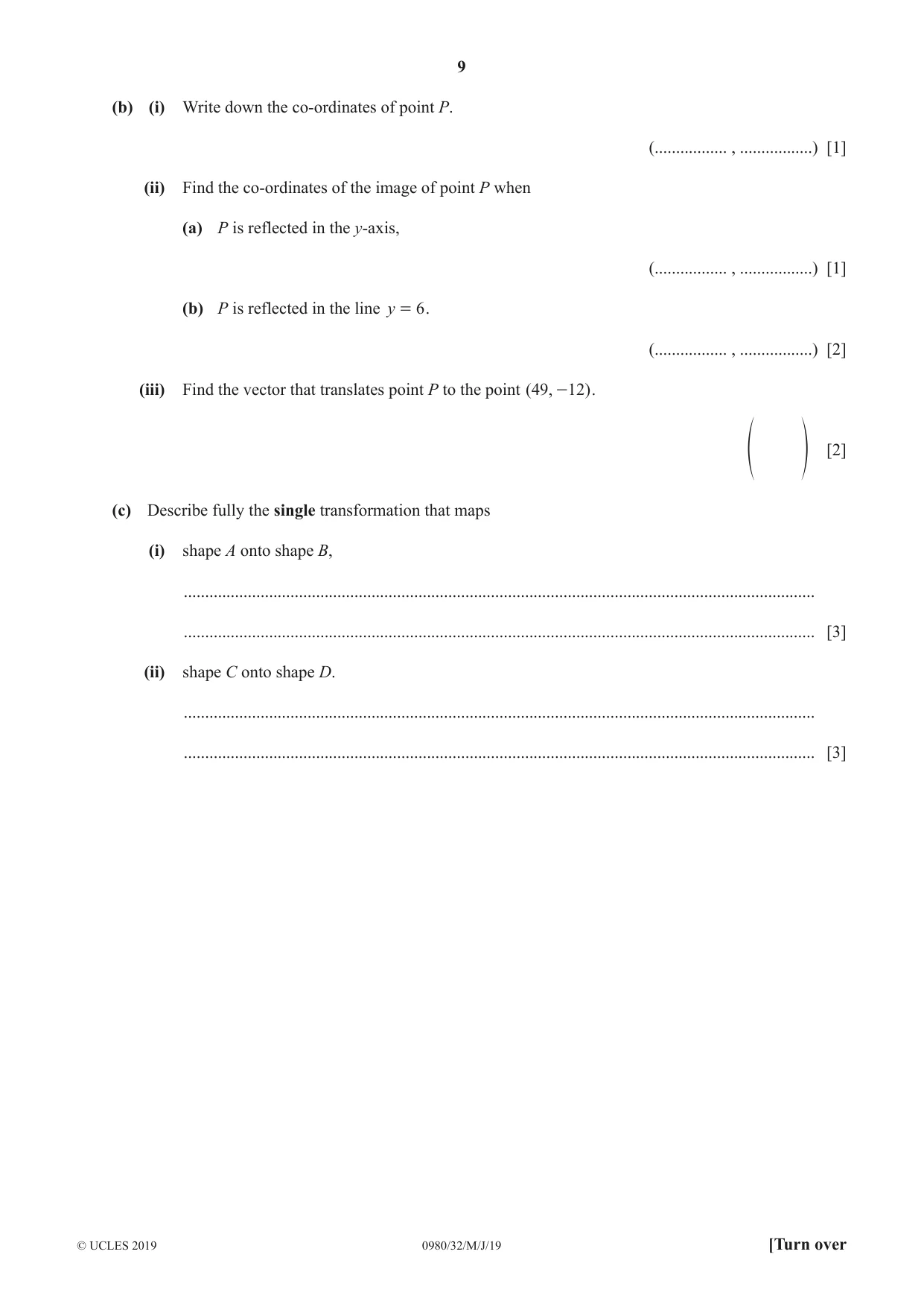 Cambridge IGCSE Mathematics (9-1) 0980 2019 May/June Paper 3 · Variant 2 question paper, page 9 of 16