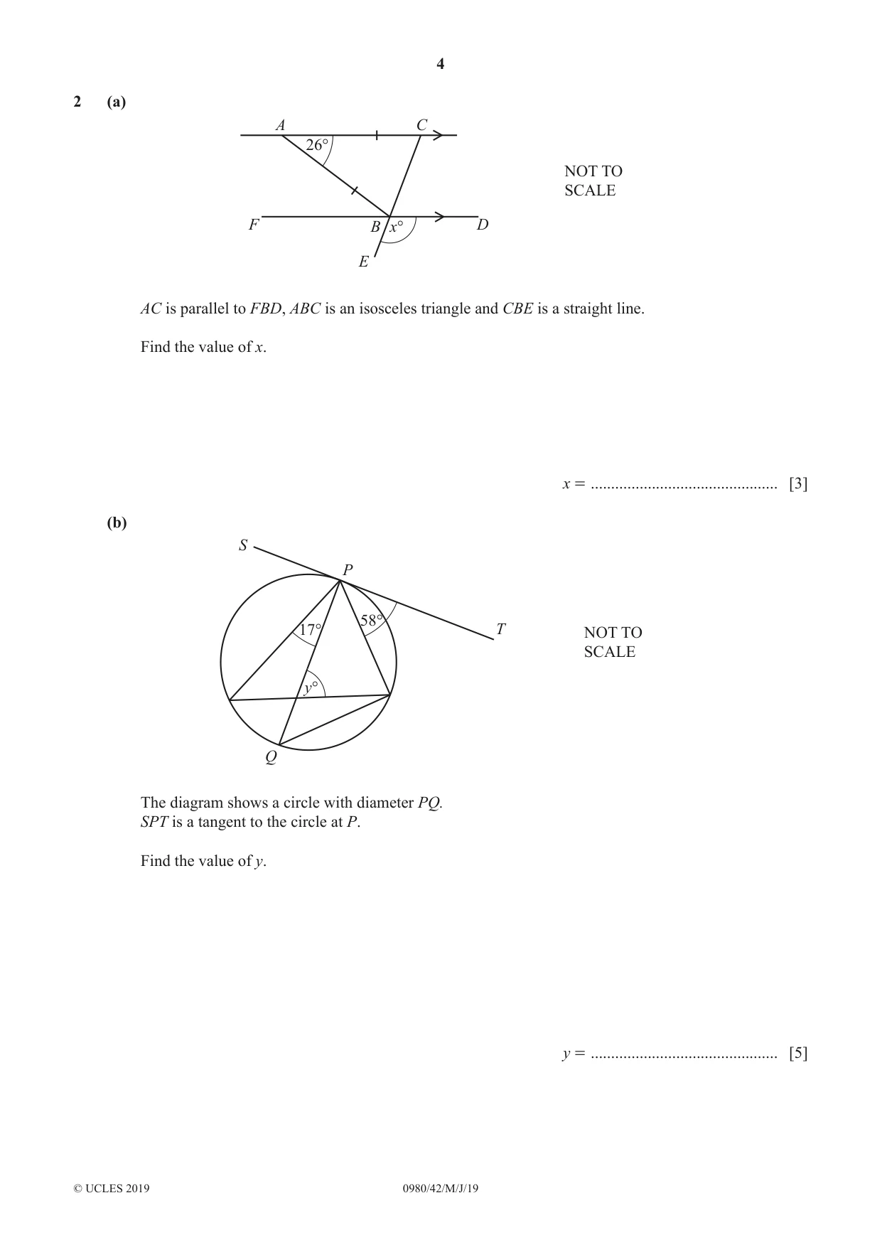 Cambridge IGCSE Mathematics (9-1) 0980 2019 May/June Paper 4 · Variant 2 question paper, page 4 of 20