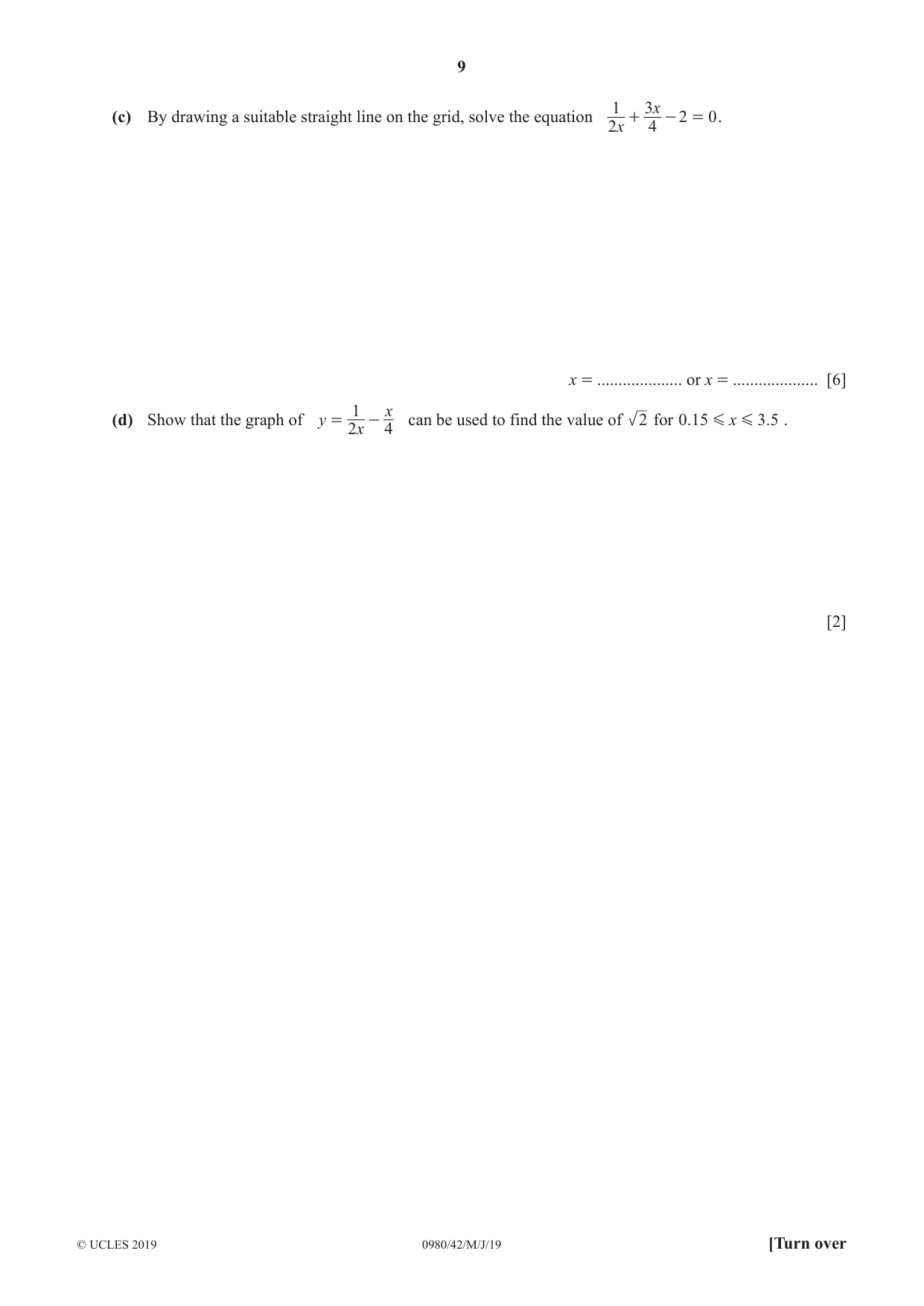 Cambridge IGCSE Mathematics (9-1) 0980 2019 May/June Paper 4 · Variant 2 question paper, page 9 of 20