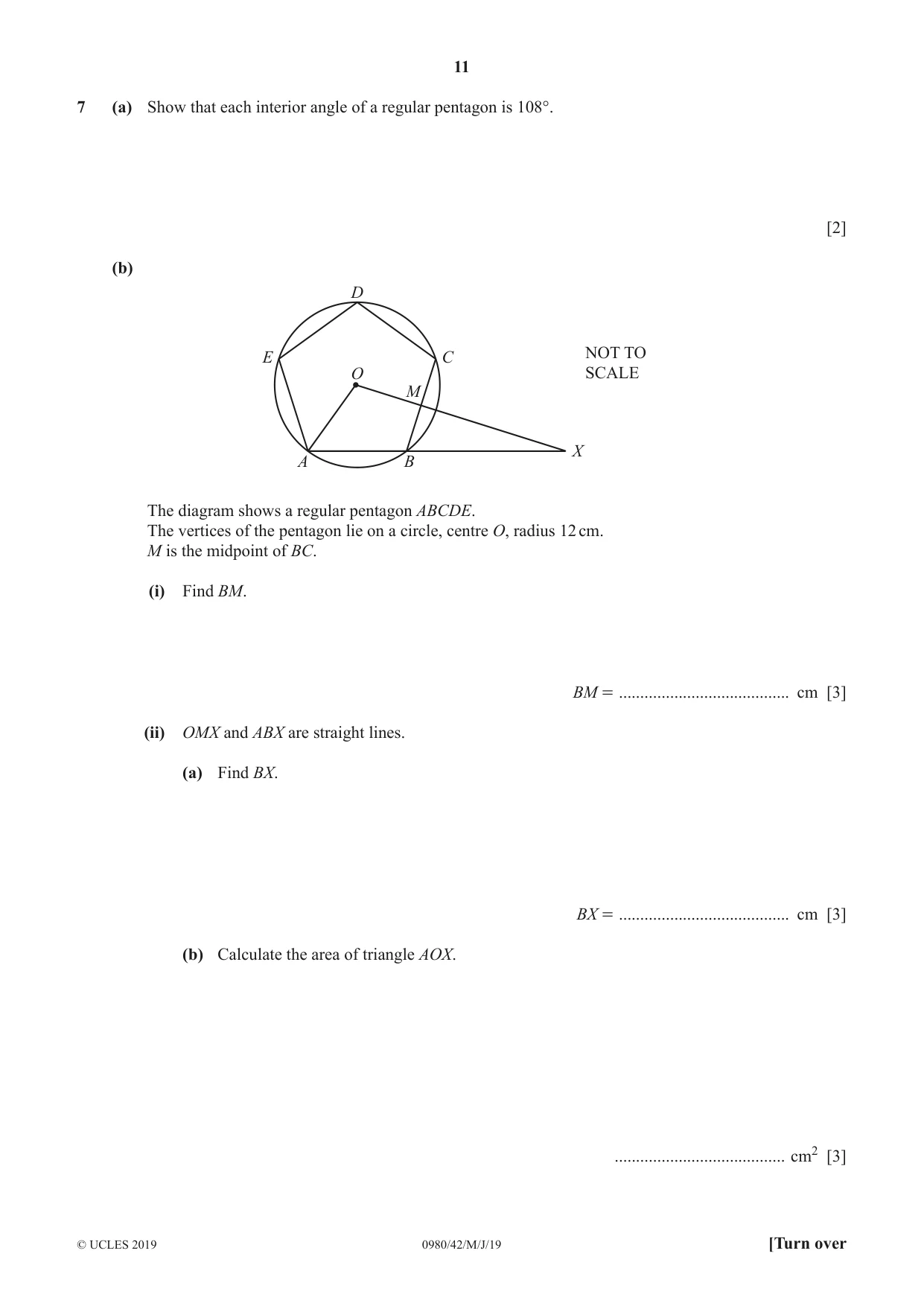 Cambridge IGCSE Mathematics (9-1) 0980 2019 May/June Paper 4 · Variant 2 question paper, page 11 of 20