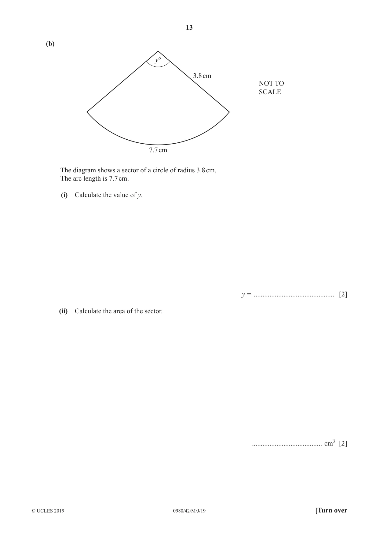 Cambridge IGCSE Mathematics (9-1) 0980 2019 May/June Paper 4 · Variant 2 question paper, page 13 of 20