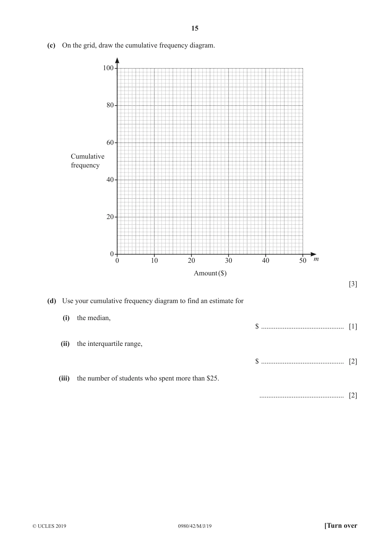 Cambridge IGCSE Mathematics (9-1) 0980 2019 May/June Paper 4 · Variant 2 question paper, page 15 of 20