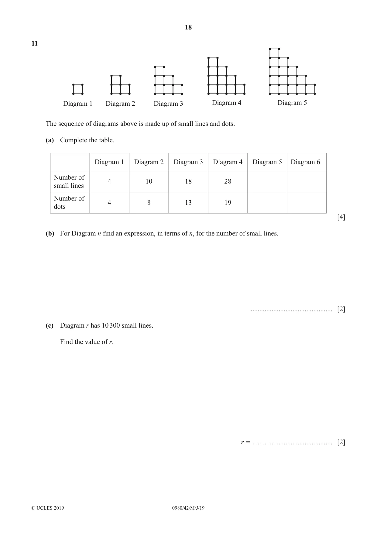 Cambridge IGCSE Mathematics (9-1) 0980 2019 May/June Paper 4 · Variant 2 question paper, page 18 of 20