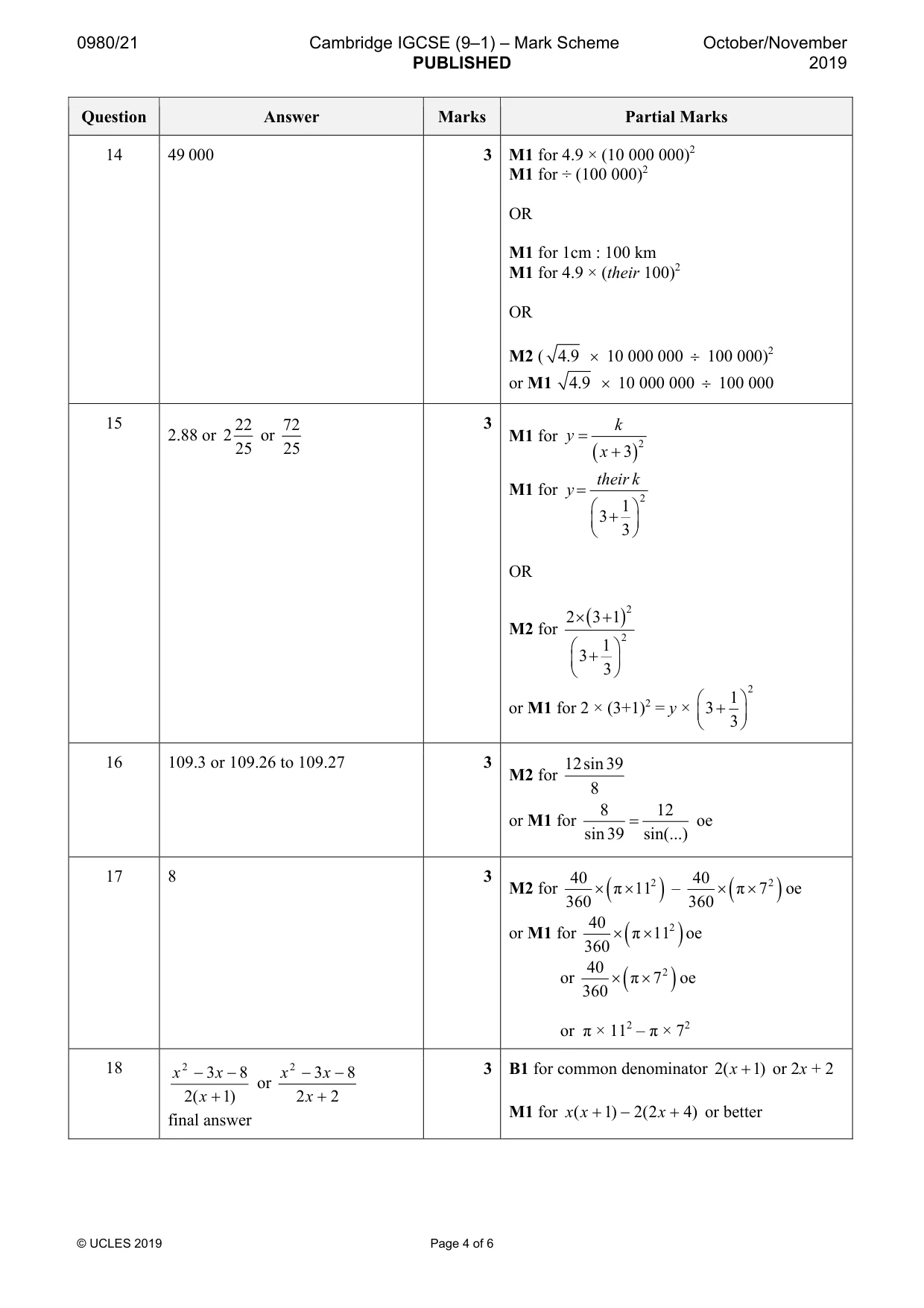 Mark scheme, page 4 of 6