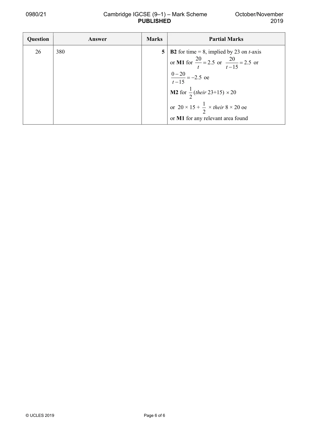 Mark scheme, page 6 of 6