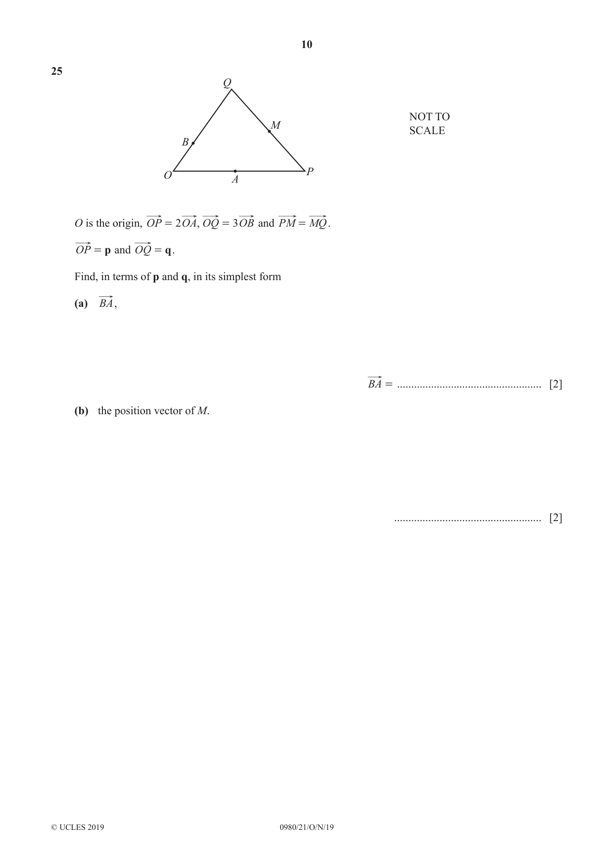 Cambridge IGCSE Mathematics (9-1) 0980 2019 Oct/Nov Paper 2 · Variant 1 question paper, page 10 of 12