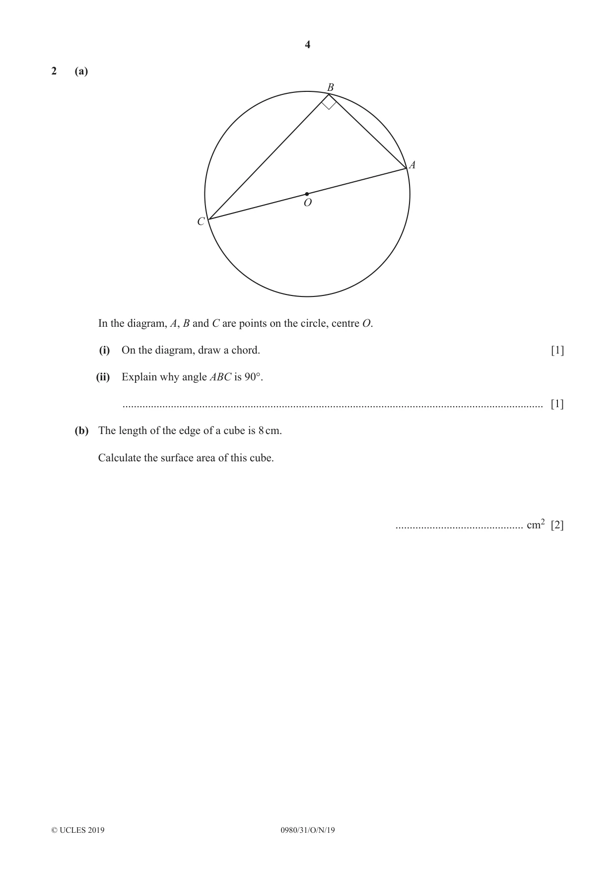 Cambridge IGCSE Mathematics (9-1) 0980 2019 Oct/Nov Paper 3 · Variant 1 question paper, page 4 of 16