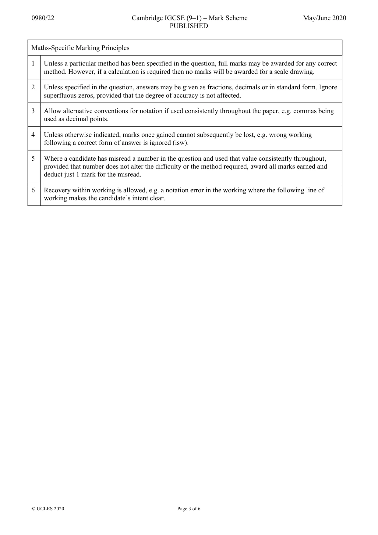 Mark scheme, page 3 of 6