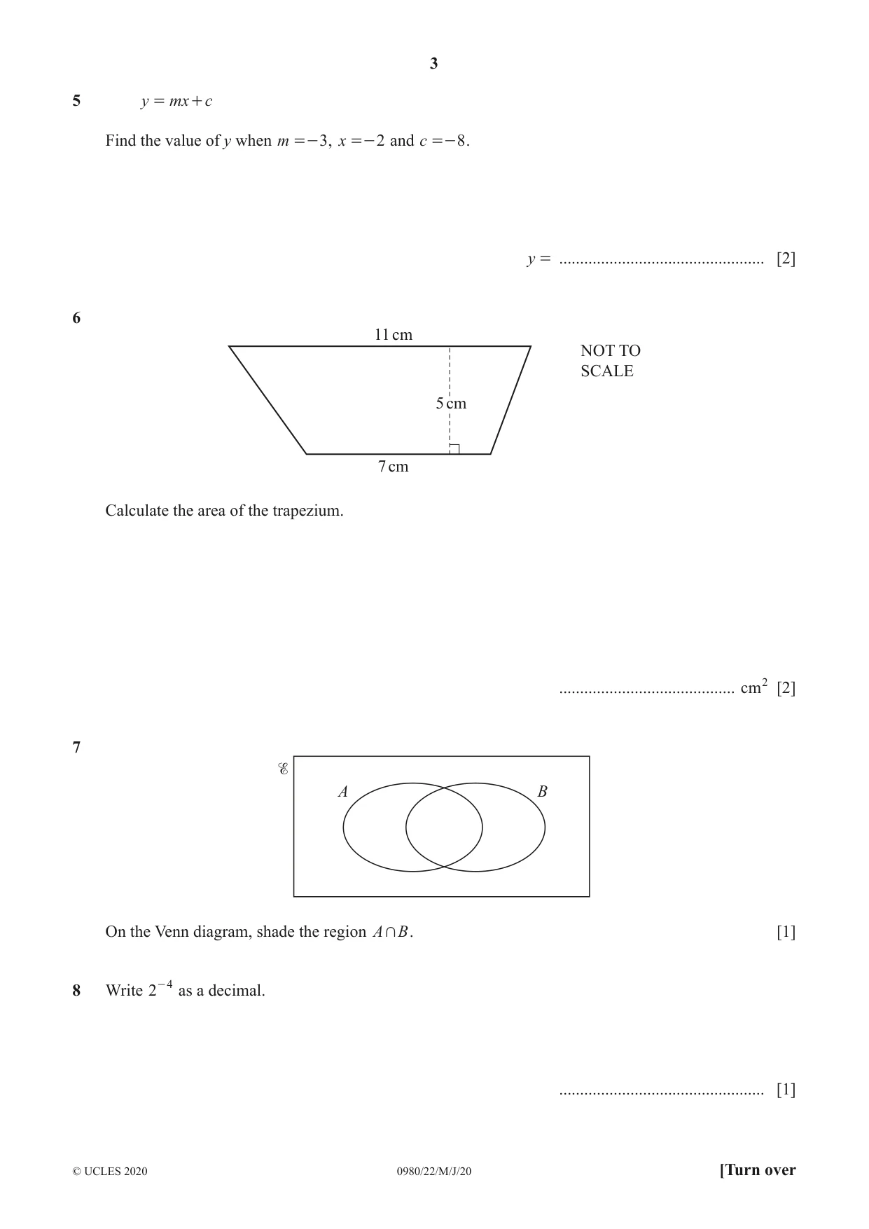 Cambridge IGCSE Mathematics (9-1) 0980 2020 May/June Paper 2 · Variant 2 question paper, page 3 of 12