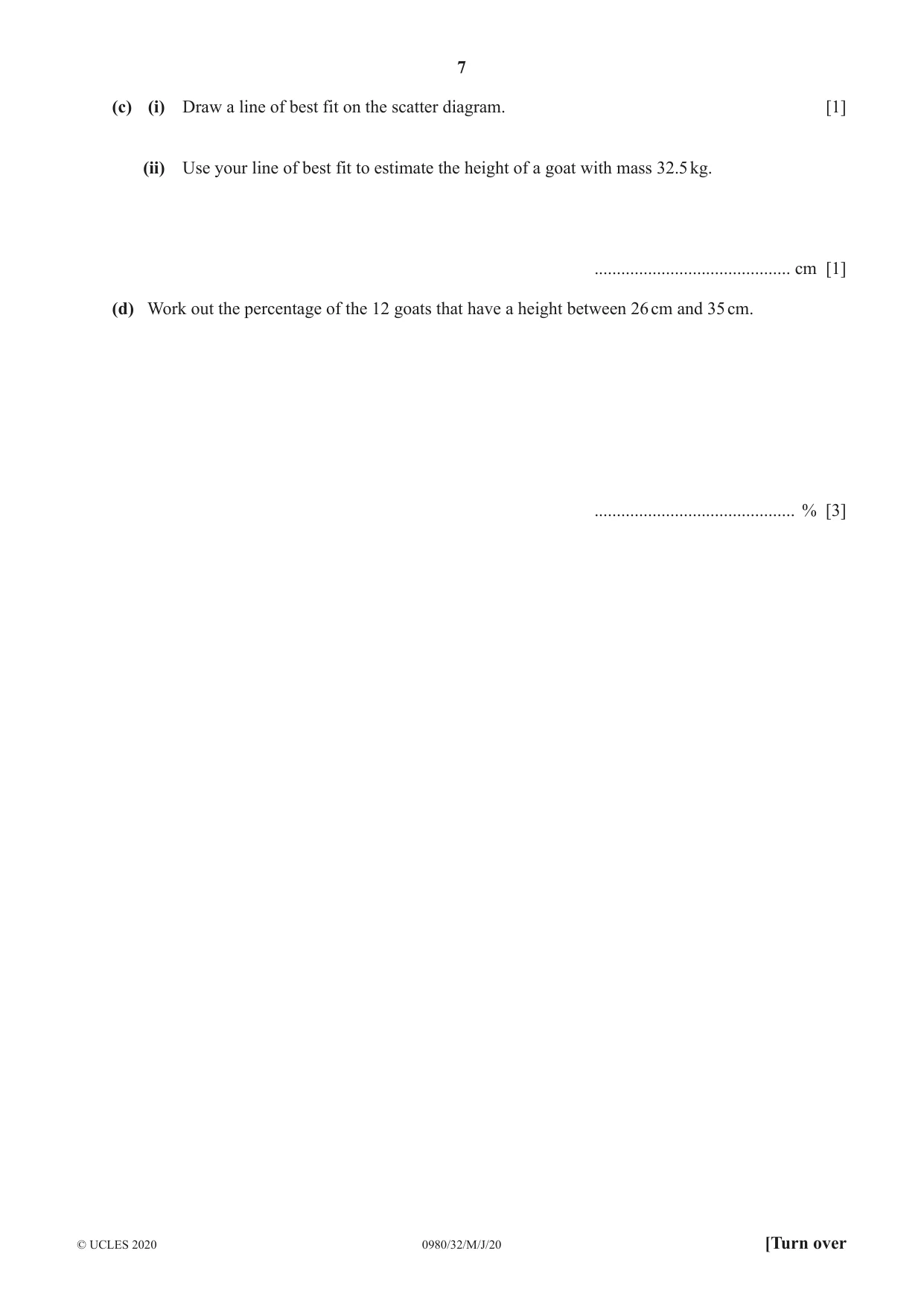 Cambridge IGCSE Mathematics (9-1) 0980 2020 May/June Paper 3 · Variant 2 question paper, page 7 of 16