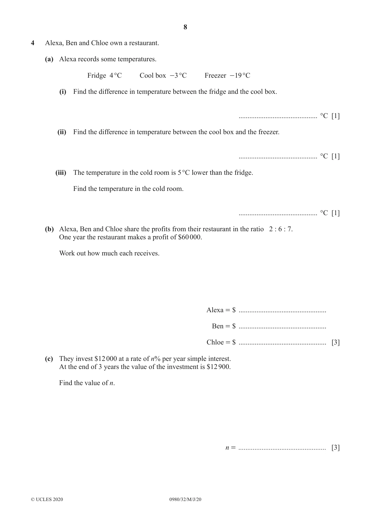 Cambridge IGCSE Mathematics (9-1) 0980 2020 May/June Paper 3 · Variant 2 question paper, page 8 of 16