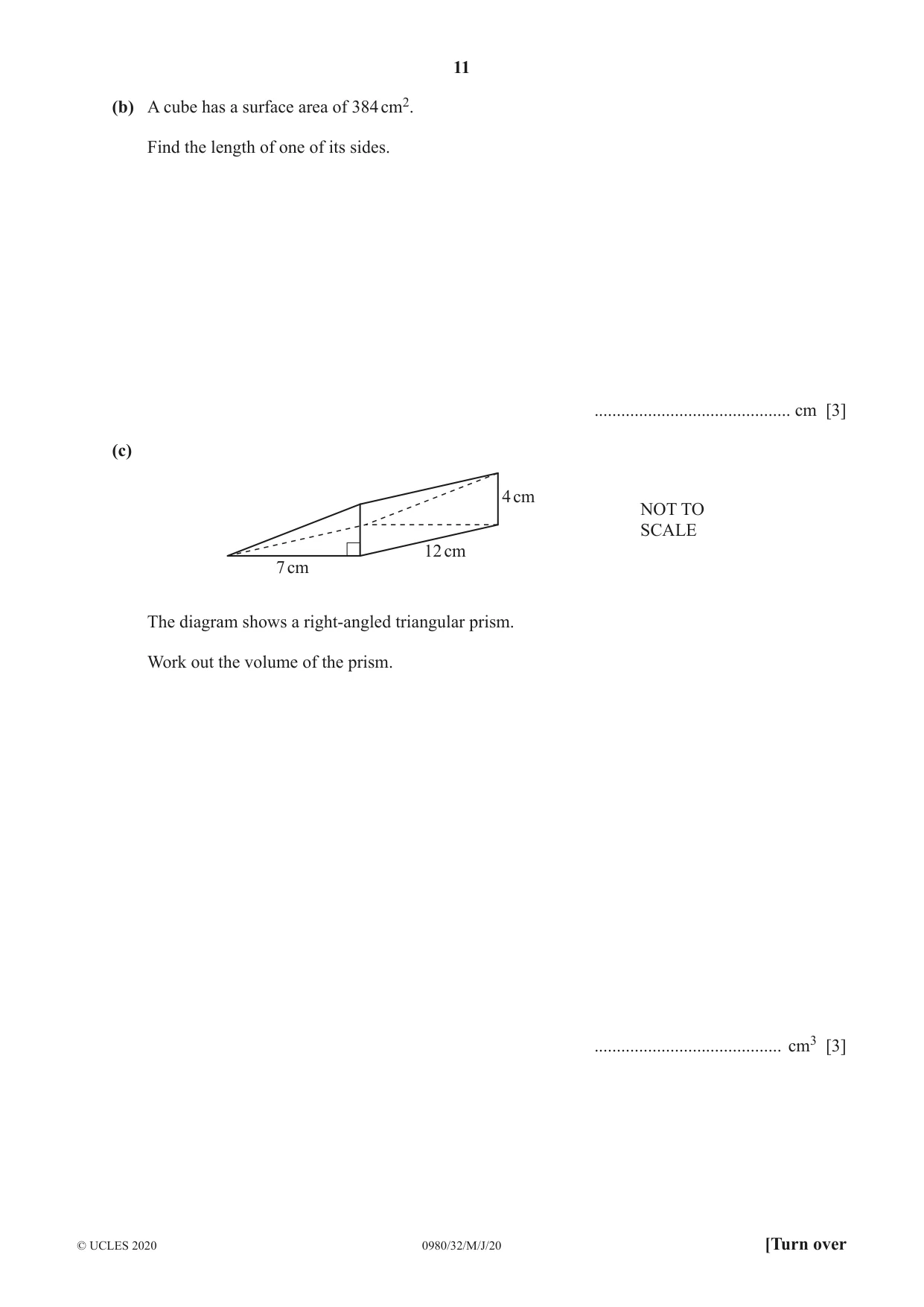 Cambridge IGCSE Mathematics (9-1) 0980 2020 May/June Paper 3 · Variant 2 question paper, page 11 of 16