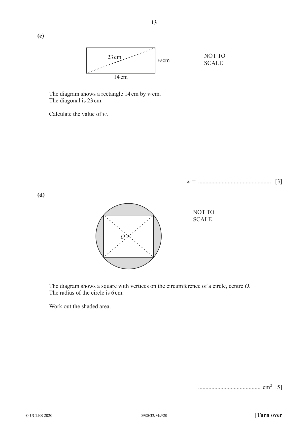 Cambridge IGCSE Mathematics (9-1) 0980 2020 May/June Paper 3 · Variant 2 question paper, page 13 of 16