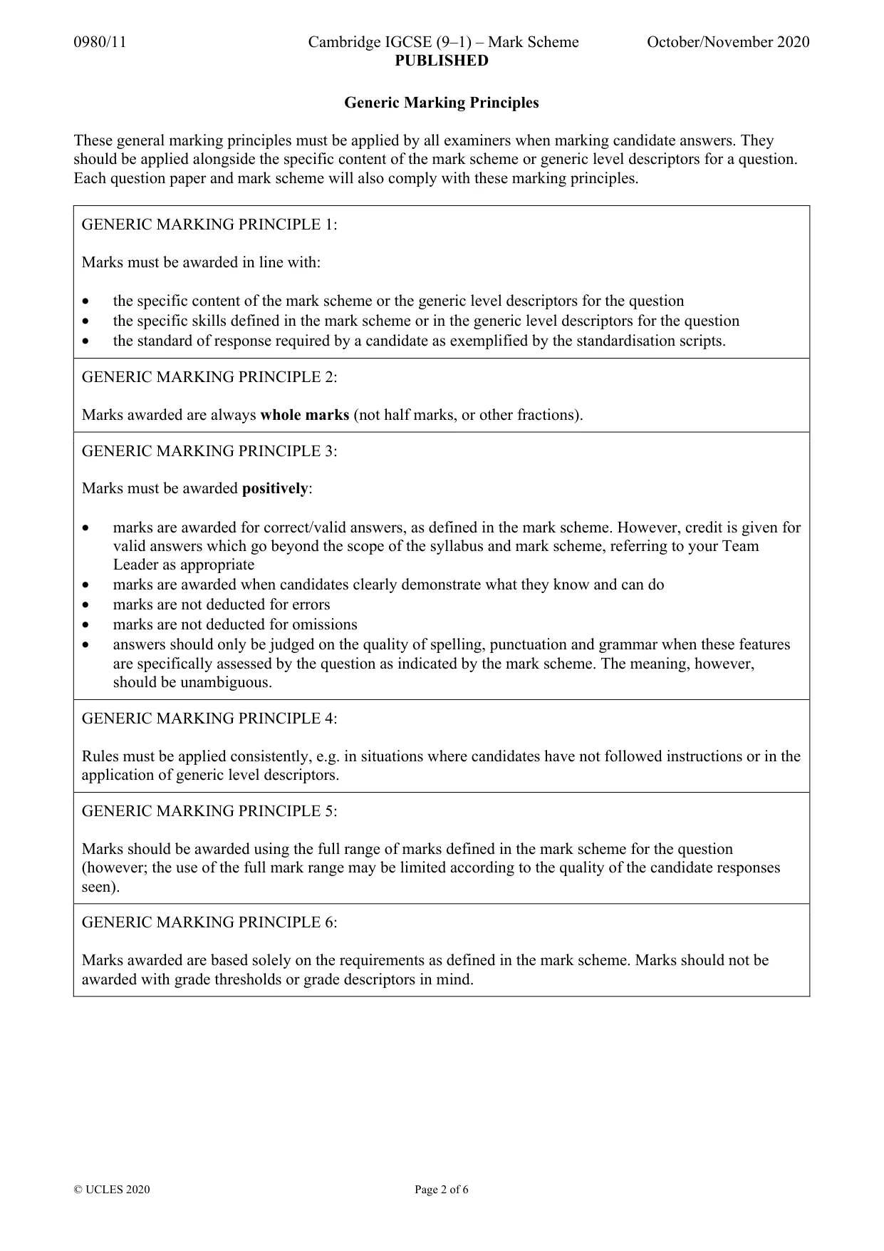 Mark scheme, page 2 of 6
