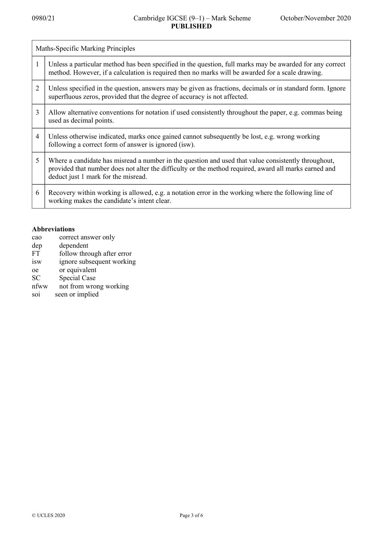 Mark scheme, page 3 of 6