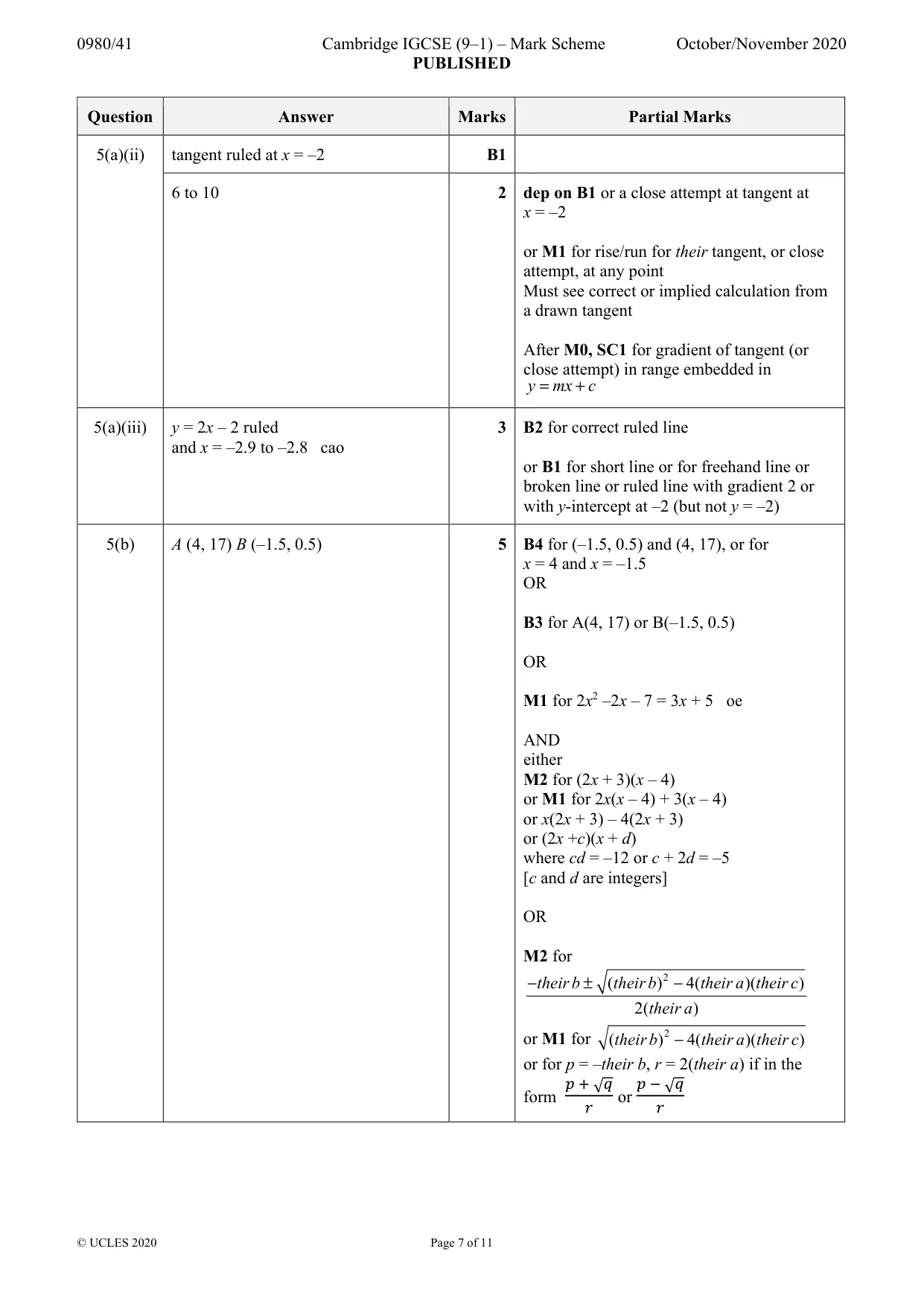 Mark scheme, page 7 of 11