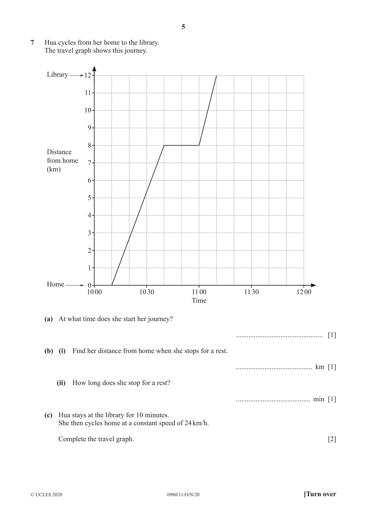 Cambridge IGCSE Mathematics (9-1) 0980 2020 Oct/Nov Paper 1 · Variant 1 question paper, page 5 of 12