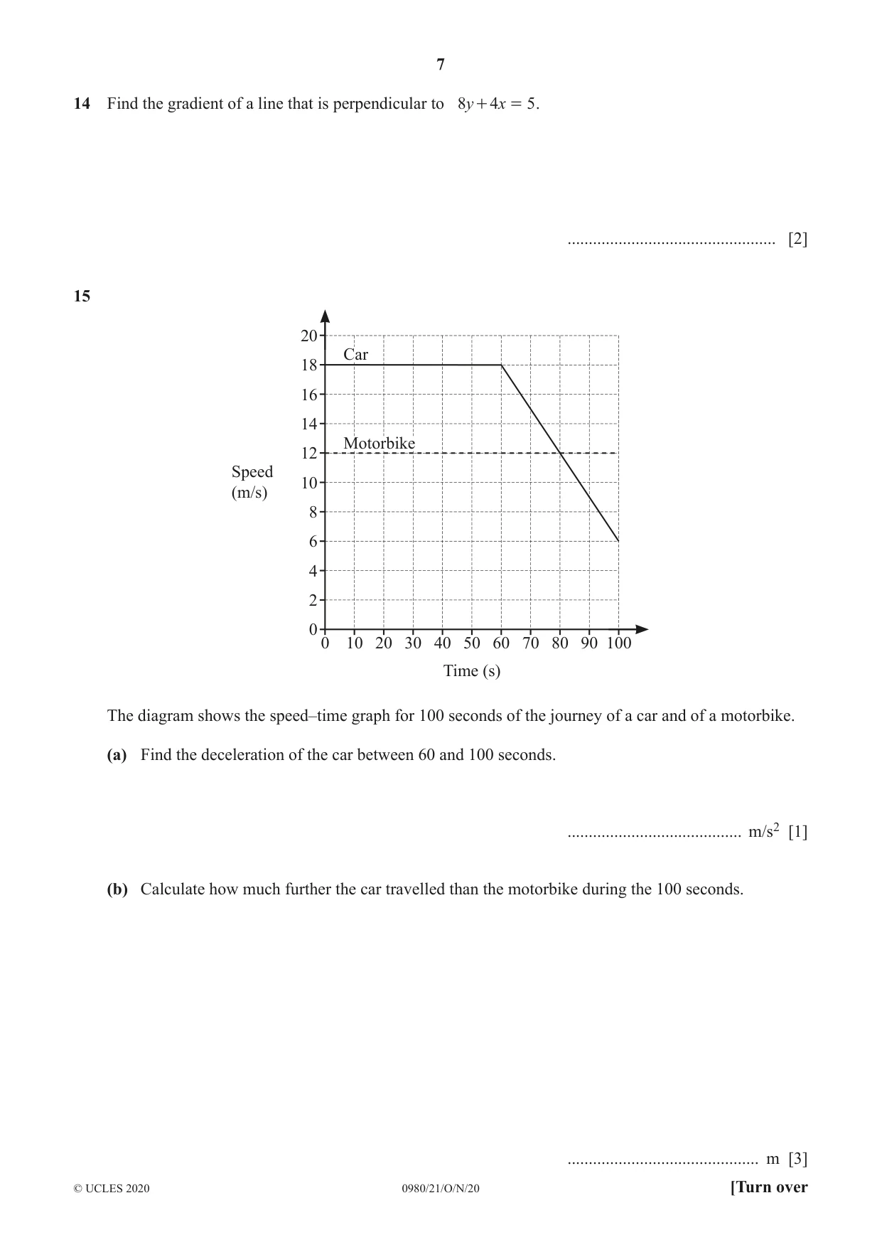 Cambridge IGCSE Mathematics (9-1) 0980 2020 Oct/Nov Paper 2 · Variant 1 question paper, page 7 of 12