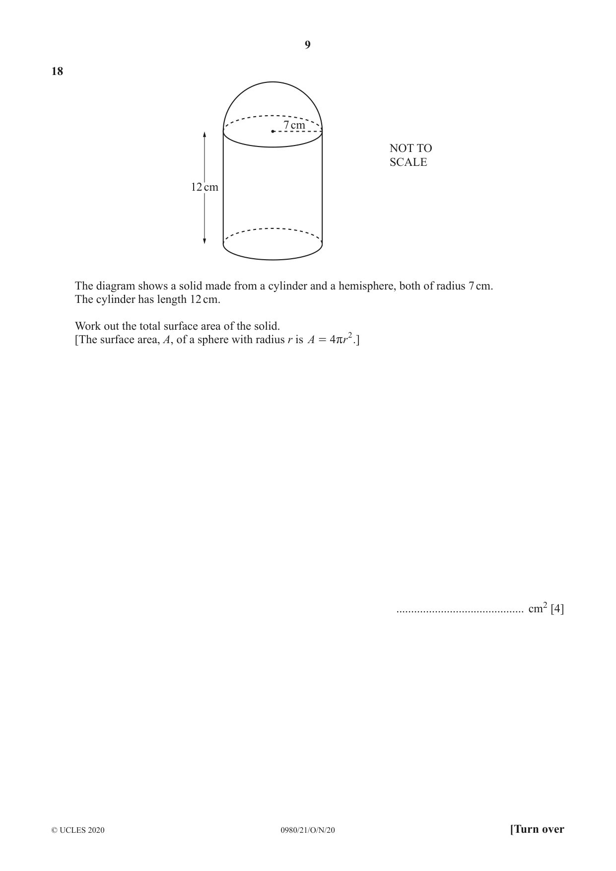 Cambridge IGCSE Mathematics (9-1) 0980 2020 Oct/Nov Paper 2 · Variant 1 question paper, page 9 of 12