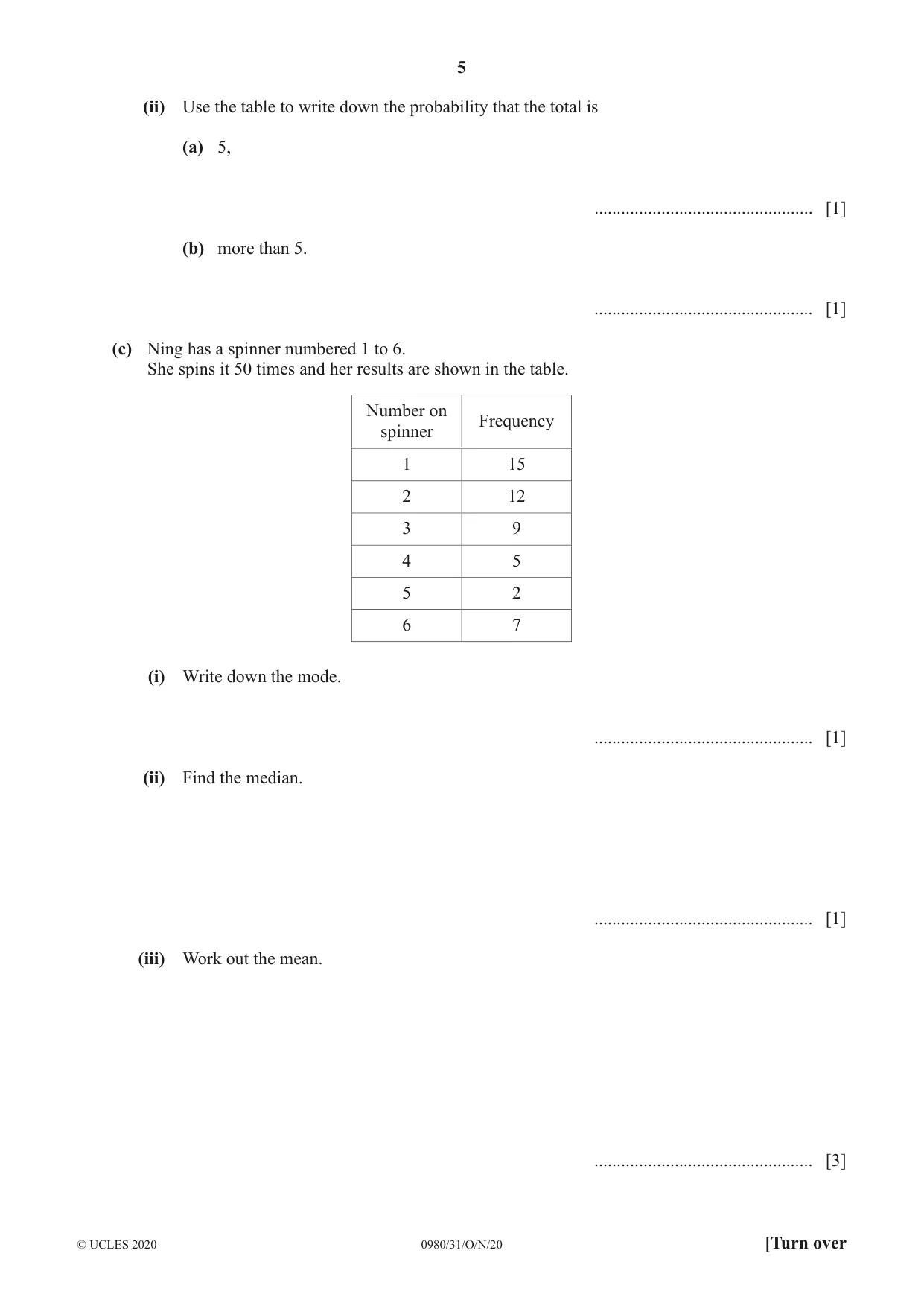 Cambridge IGCSE Mathematics (9-1) 0980 2020 Oct/Nov Paper 3 · Variant 1 question paper, page 5 of 20