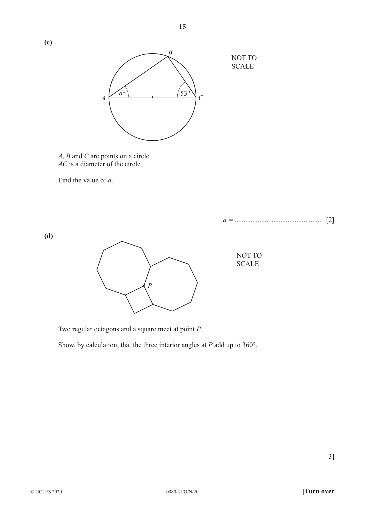 Cambridge IGCSE Mathematics (9-1) 0980 2020 Oct/Nov Paper 3 · Variant 1 question paper, page 15 of 20