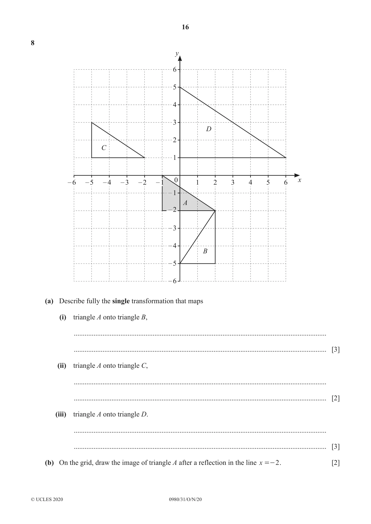 Cambridge IGCSE Mathematics (9-1) 0980 2020 Oct/Nov Paper 3 · Variant 1 question paper, page 16 of 20