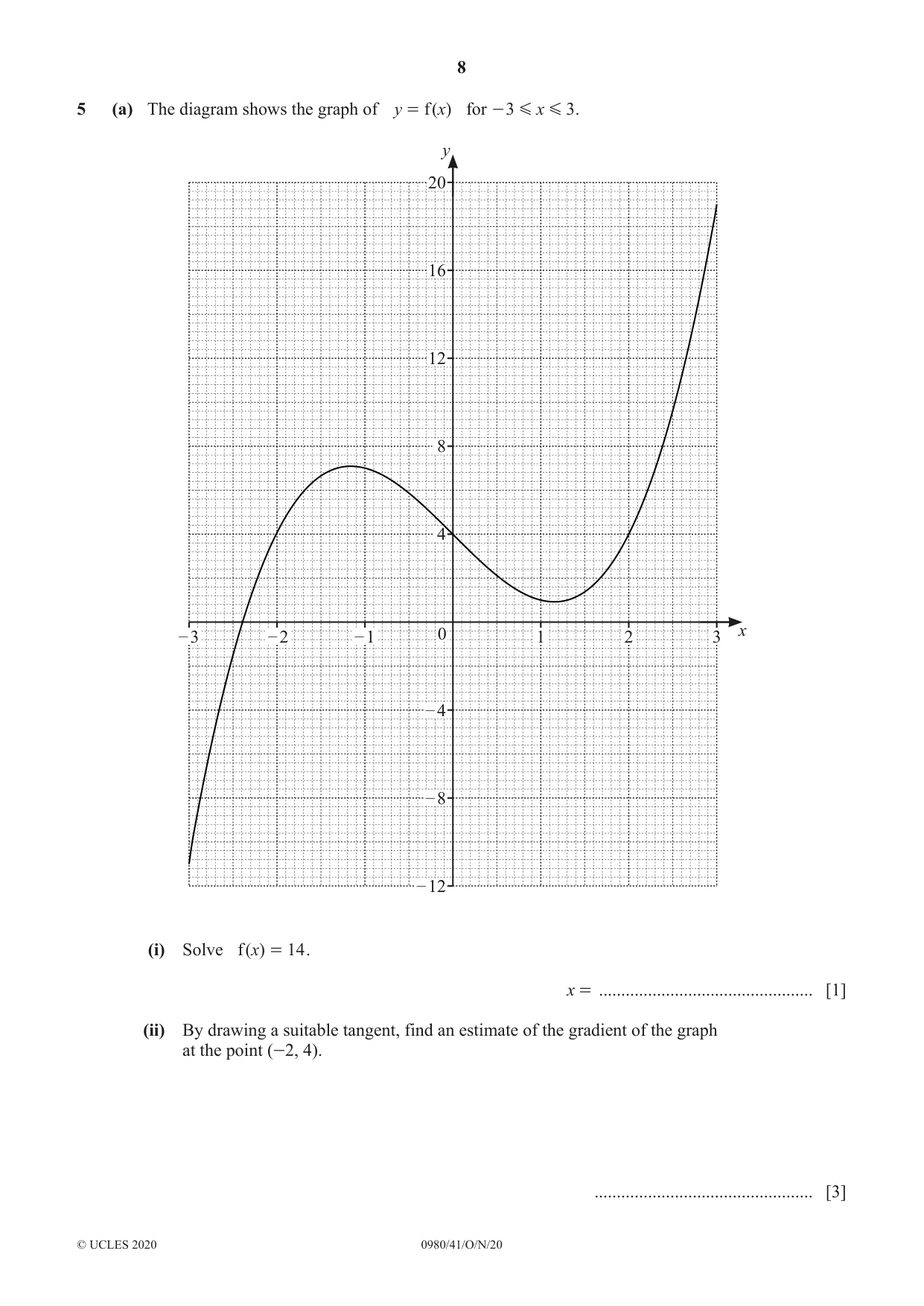Cambridge IGCSE Mathematics (9-1) 0980 2020 Oct/Nov Paper 4 · Variant 1 question paper, page 8 of 20