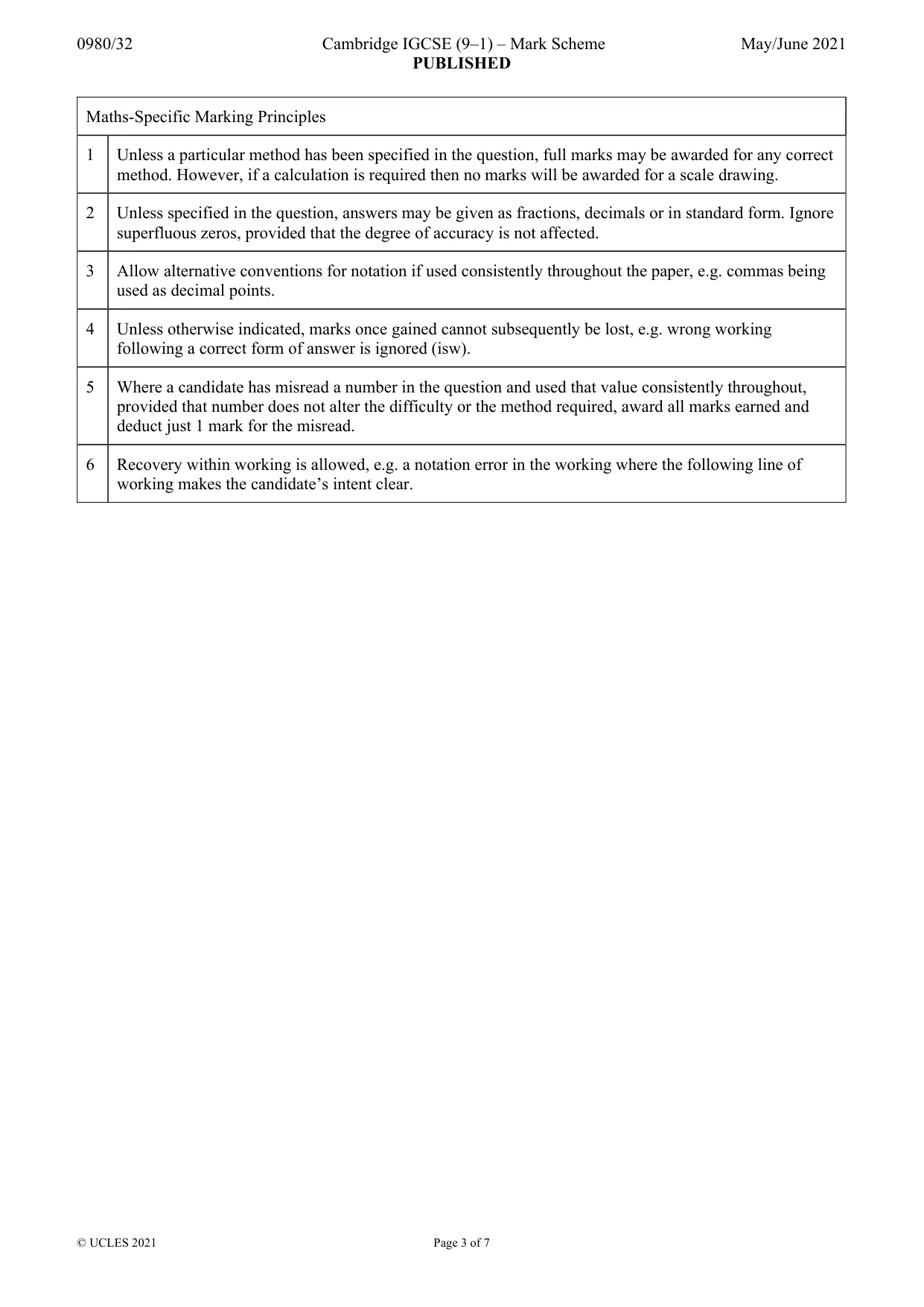 Mark scheme, page 3 of 7