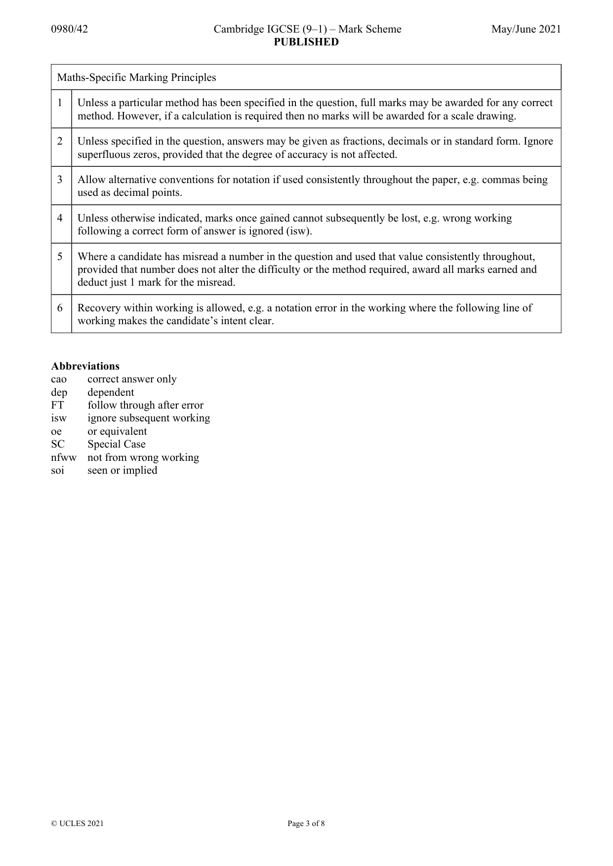 Mark scheme, page 3 of 8