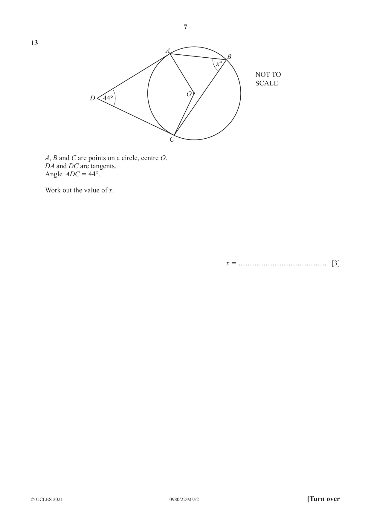 Cambridge IGCSE Mathematics (9-1) 0980 2021 May/June Paper 2 · Variant 2 question paper, page 7 of 16