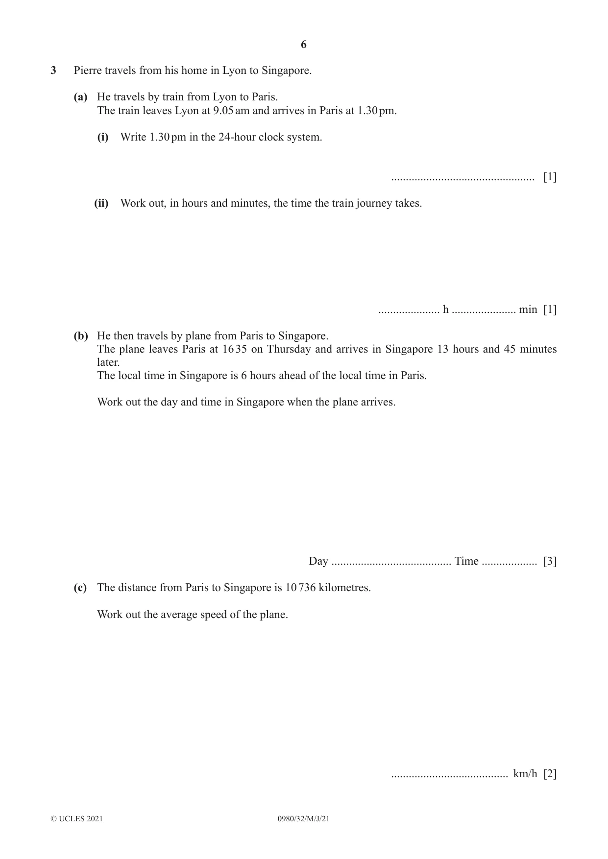 Cambridge IGCSE Mathematics (9-1) 0980 2021 May/June Paper 3 · Variant 2 question paper, page 6 of 20