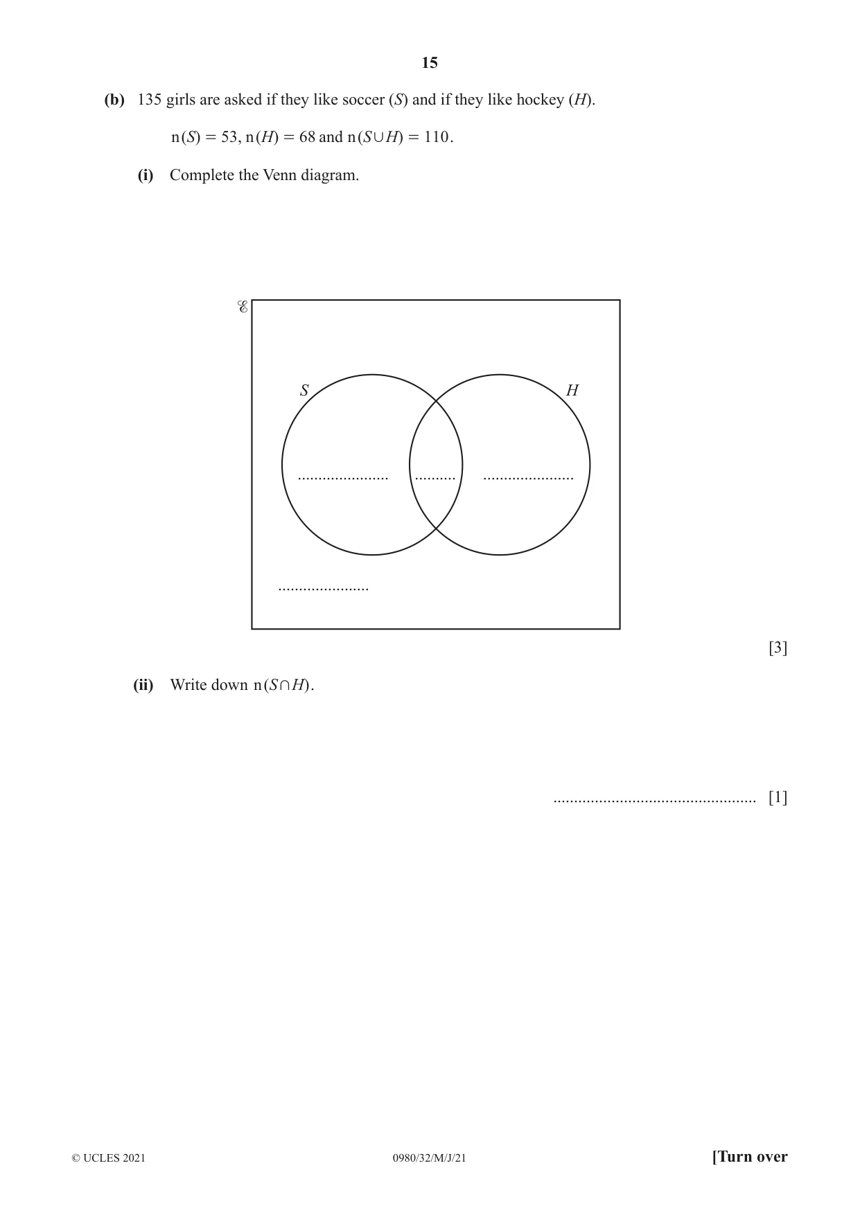 Cambridge IGCSE Mathematics (9-1) 0980 2021 May/June Paper 3 · Variant 2 question paper, page 15 of 20