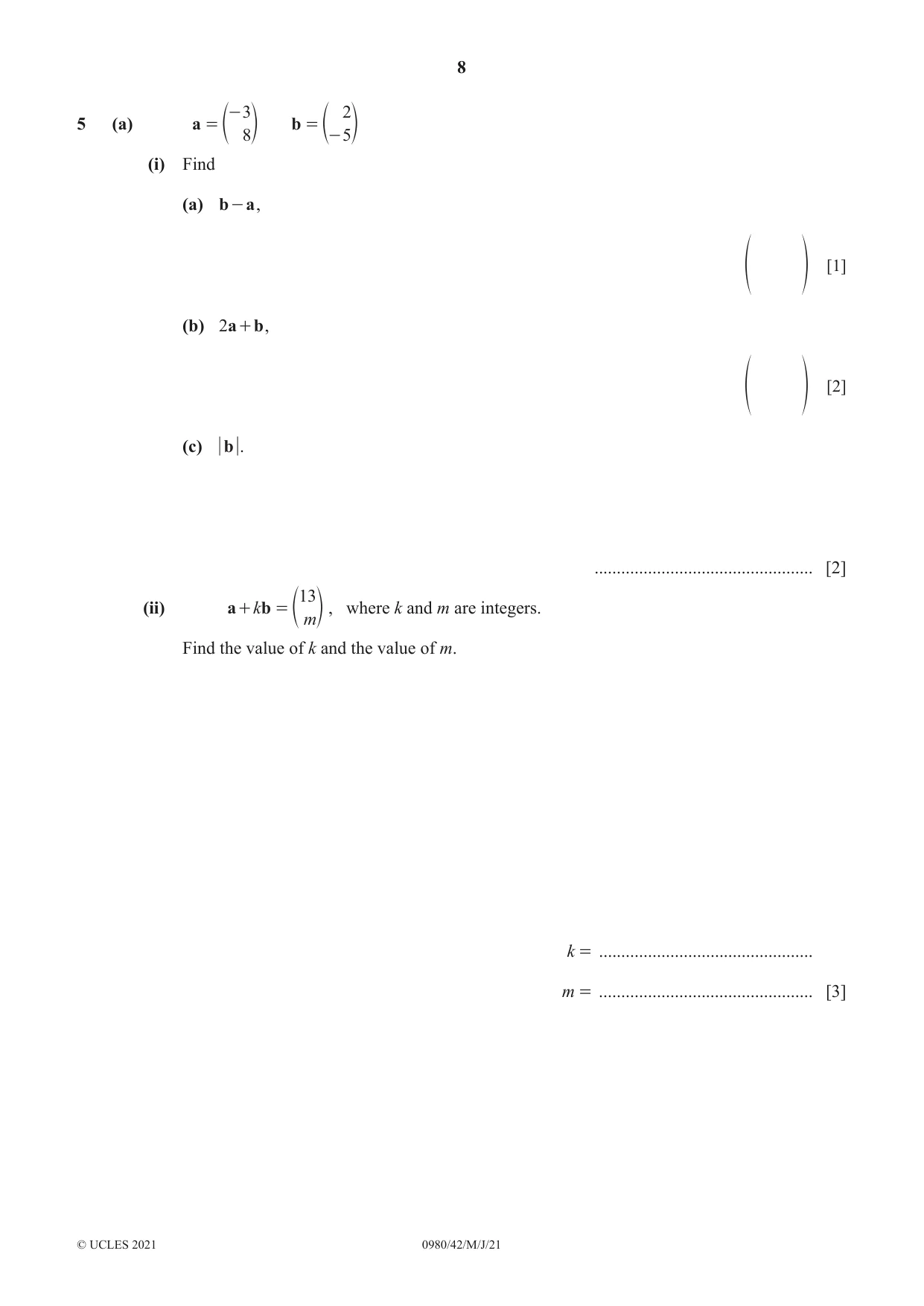 Cambridge IGCSE Mathematics (9-1) 0980 2021 May/June Paper 4 · Variant 2 question paper, page 8 of 16