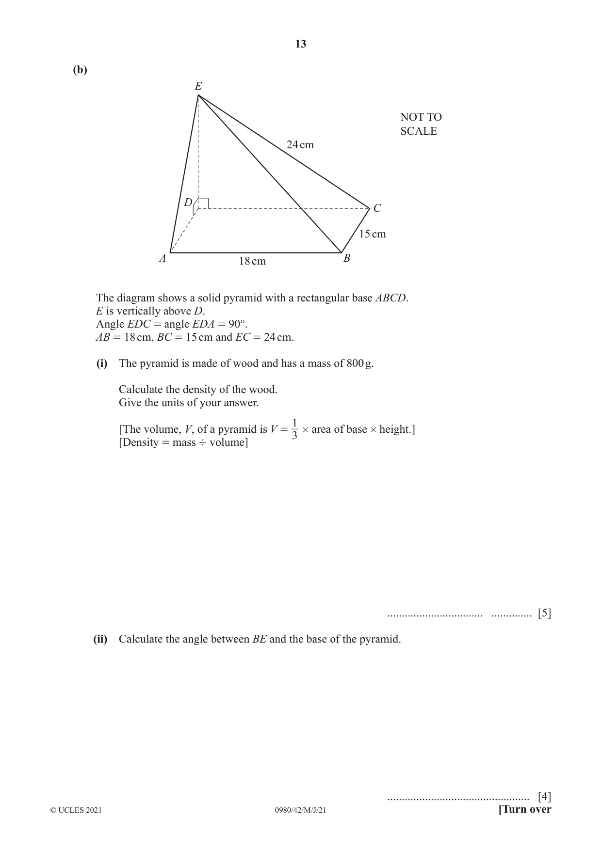 Cambridge IGCSE Mathematics (9-1) 0980 2021 May/June Paper 4 · Variant 2 question paper, page 13 of 16