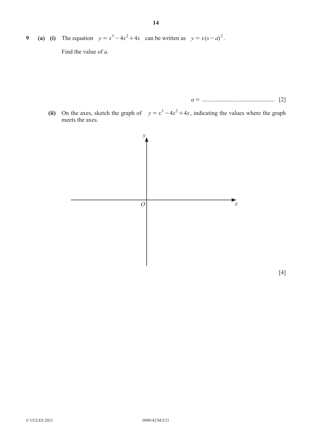 Cambridge IGCSE Mathematics (9-1) 0980 2021 May/June Paper 4 · Variant 2 question paper, page 14 of 16